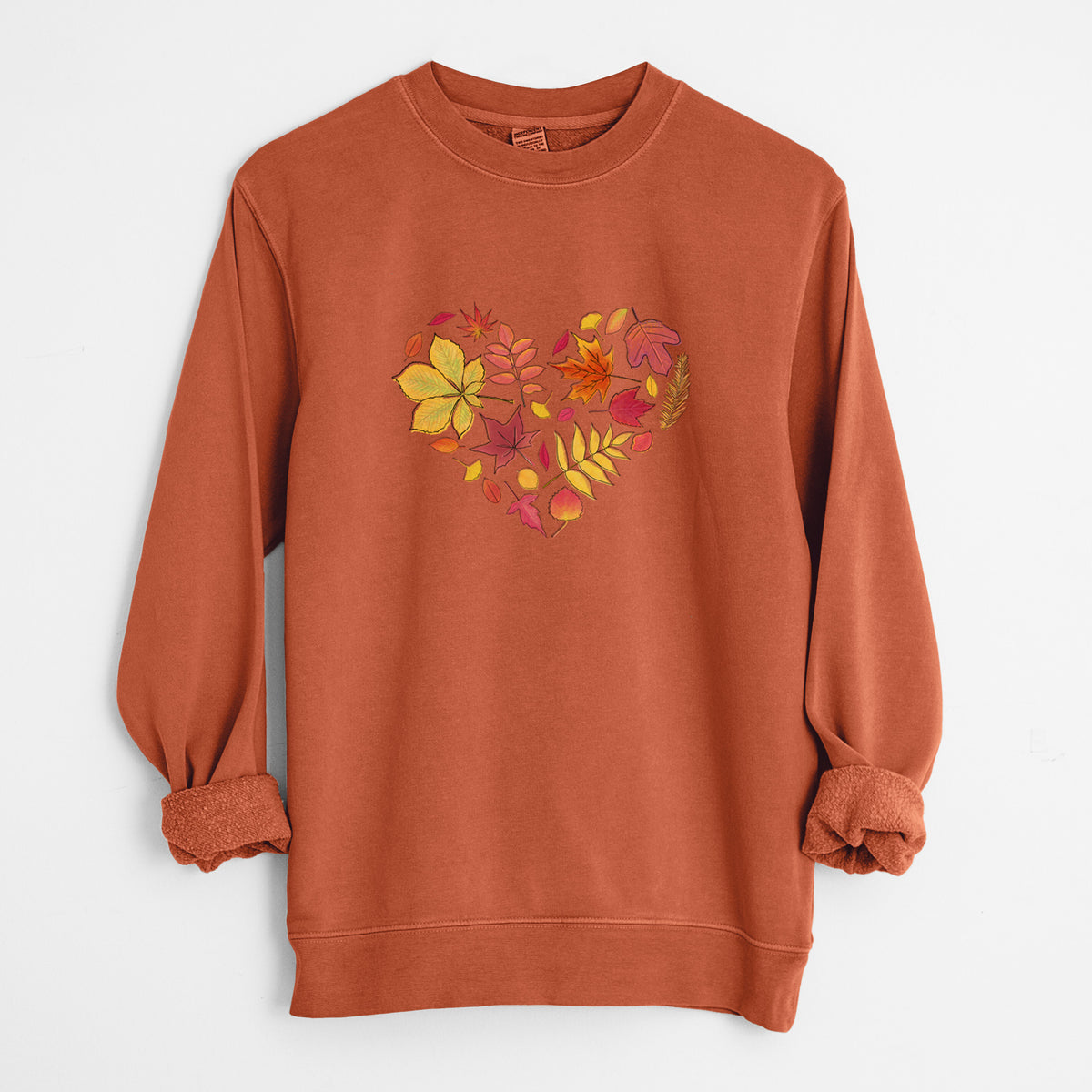 Vibrant Fall Heart - Unisex Pigment Dyed Crew Sweatshirt in Amber