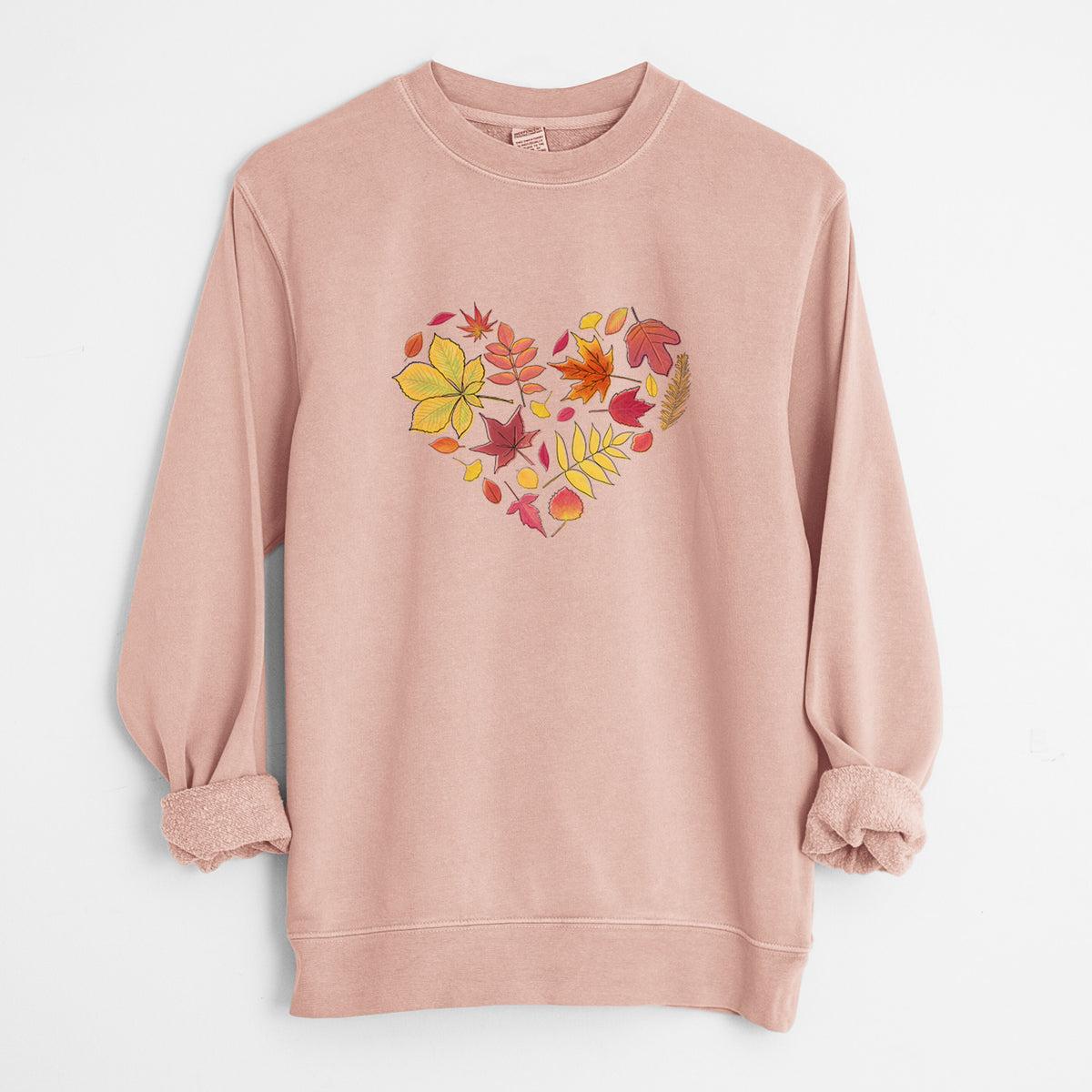 Vibrant Fall Heart - Unisex Pigment Dyed Crew Sweatshirt in Dusty Pink