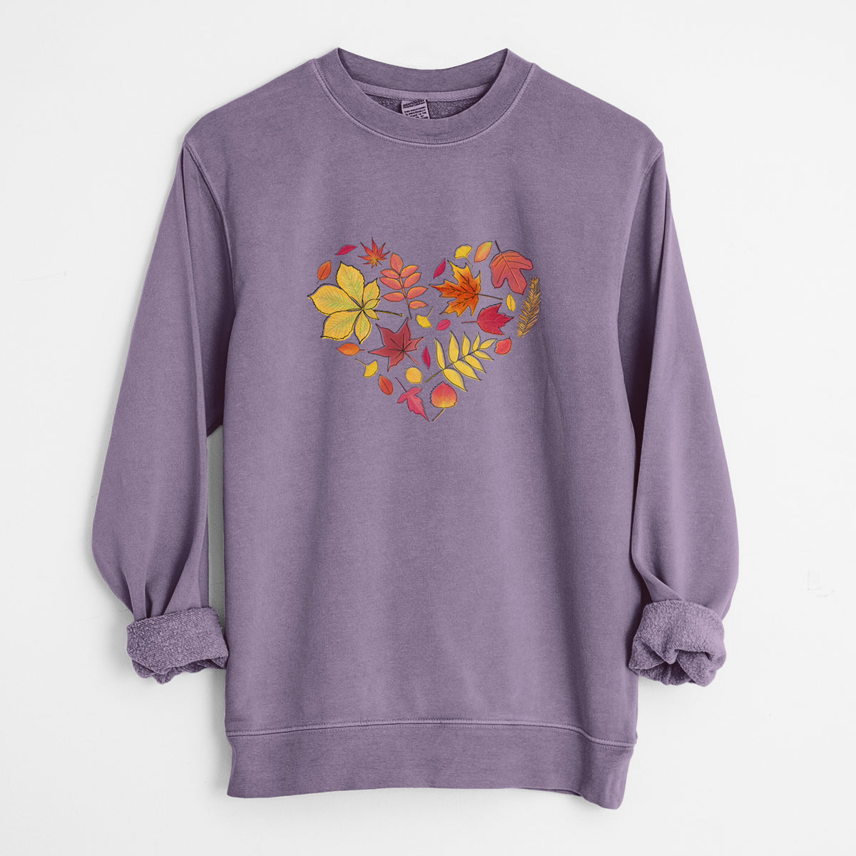 Vibrant Fall Heart - Unisex Pigment Dyed Crew Sweatshirt in Plum