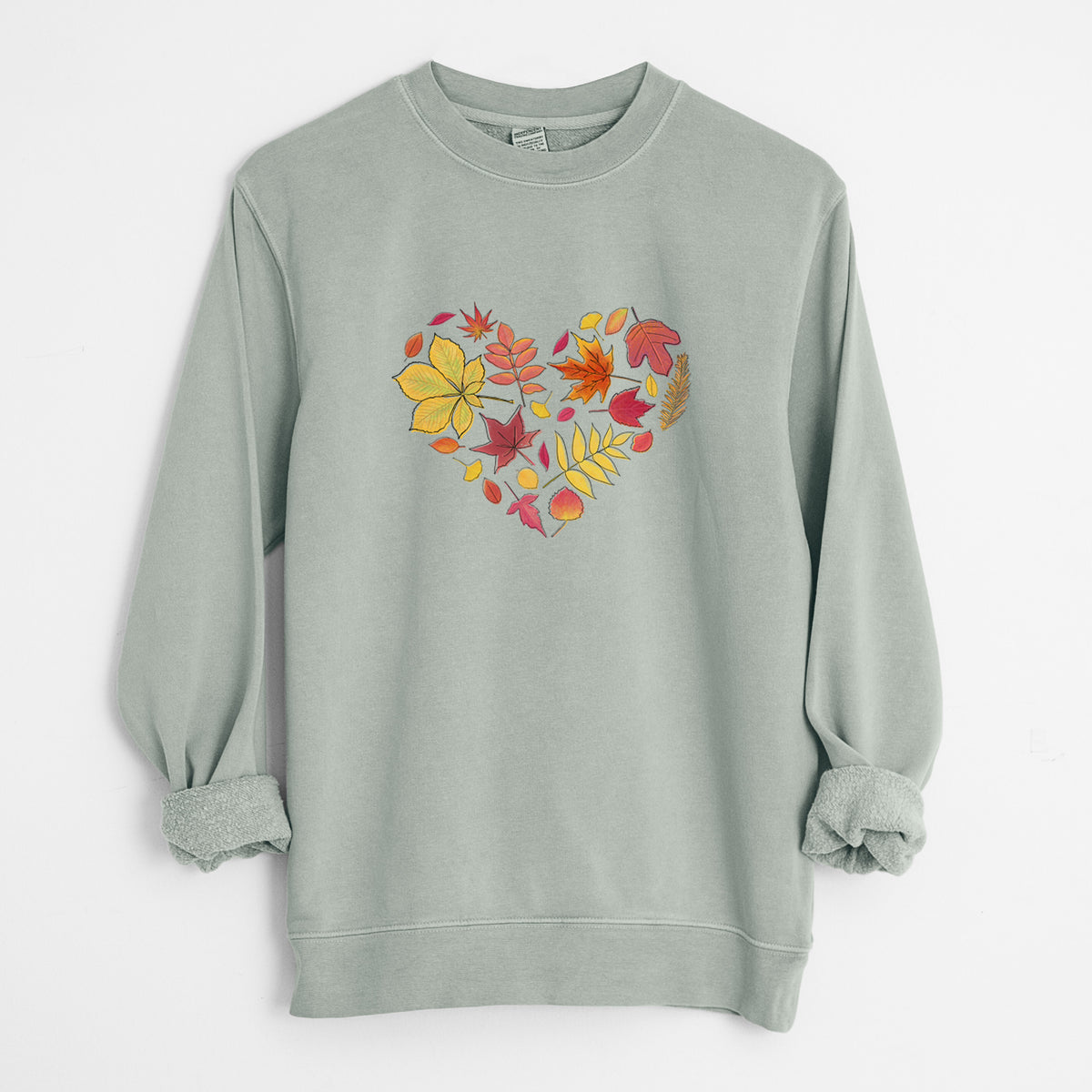Vibrant Fall Heart - Unisex Pigment Dyed Crew Sweatshirt in Sage