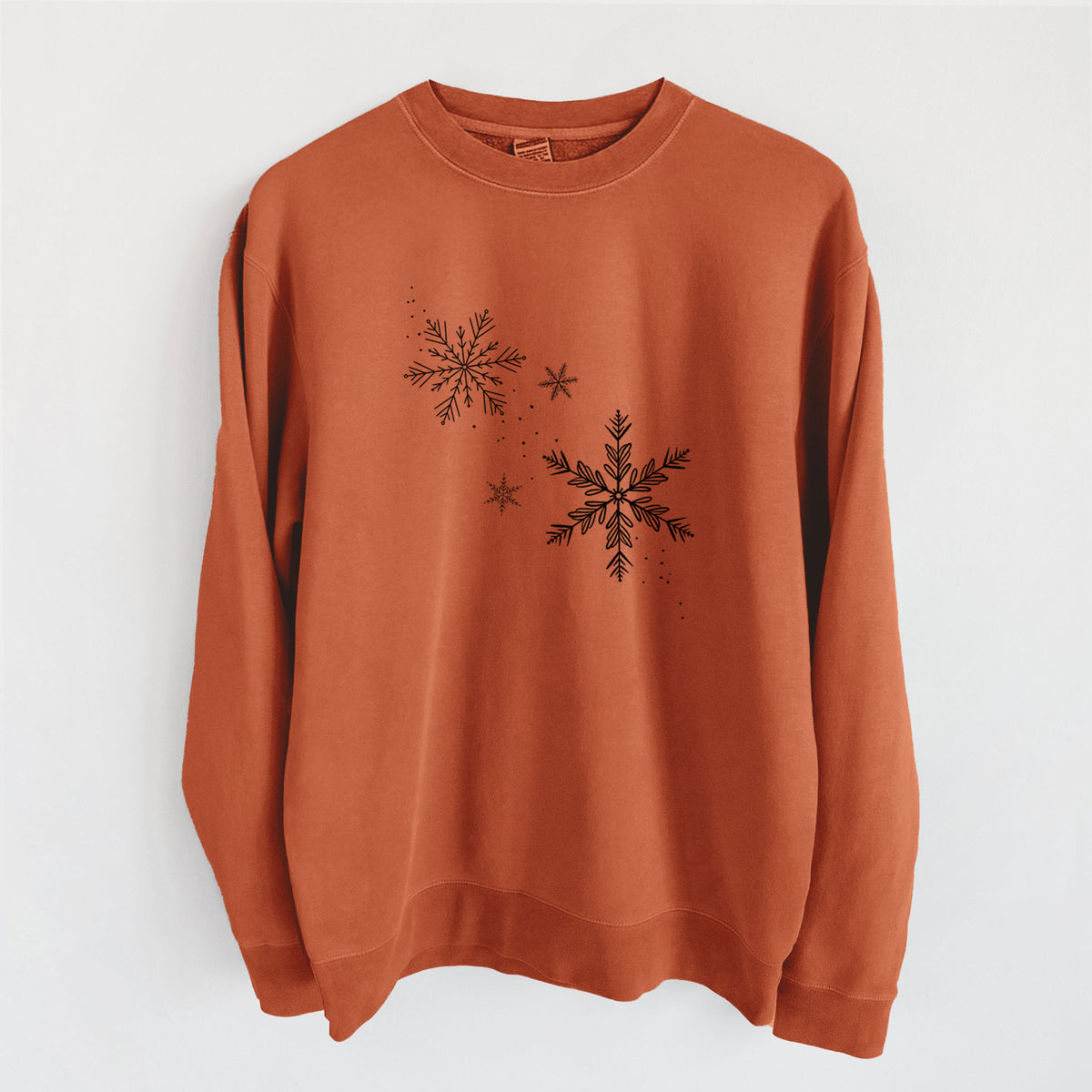 Falling Snowflakes - Unisex Pigment Dyed Crew Sweatshirt in Amber