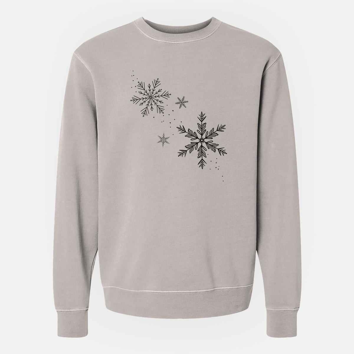 Falling Snowflakes - Unisex Pigment Dyed Crew Sweatshirt in Cement