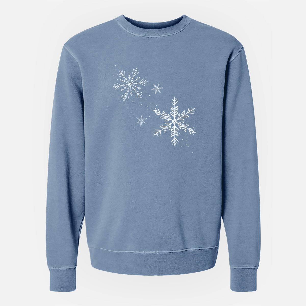Falling Snowflakes - Unisex Pigment Dyed Crew Sweatshirt in Slate Blue