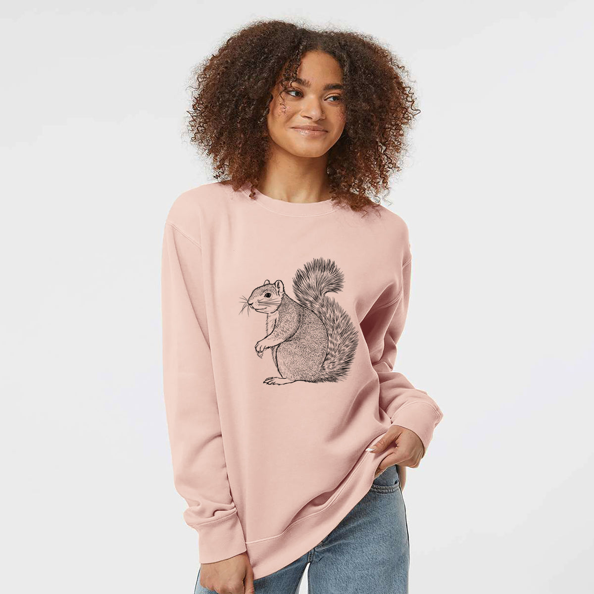 Eastern Fox Squirrel - Sciurus niger - Unisex Pigment Dyed Crew Sweatshirt in Dusty Pink