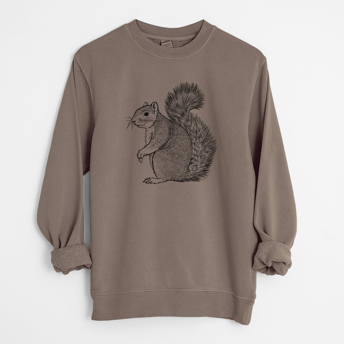 Eastern Fox Squirrel - Sciurus niger - Unisex Pigment Dyed Crew Sweatshirt in Espresso Brown Color