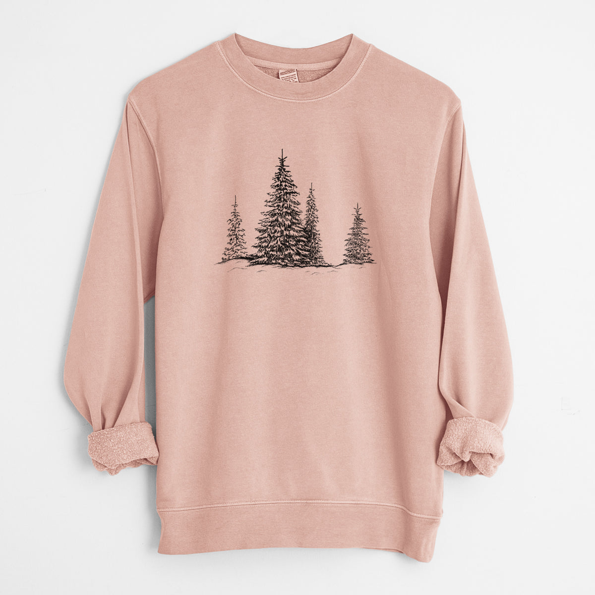 Frosted Evergreens - Unisex Pigment Dyed Crew Sweatshirt in Dusty Pink