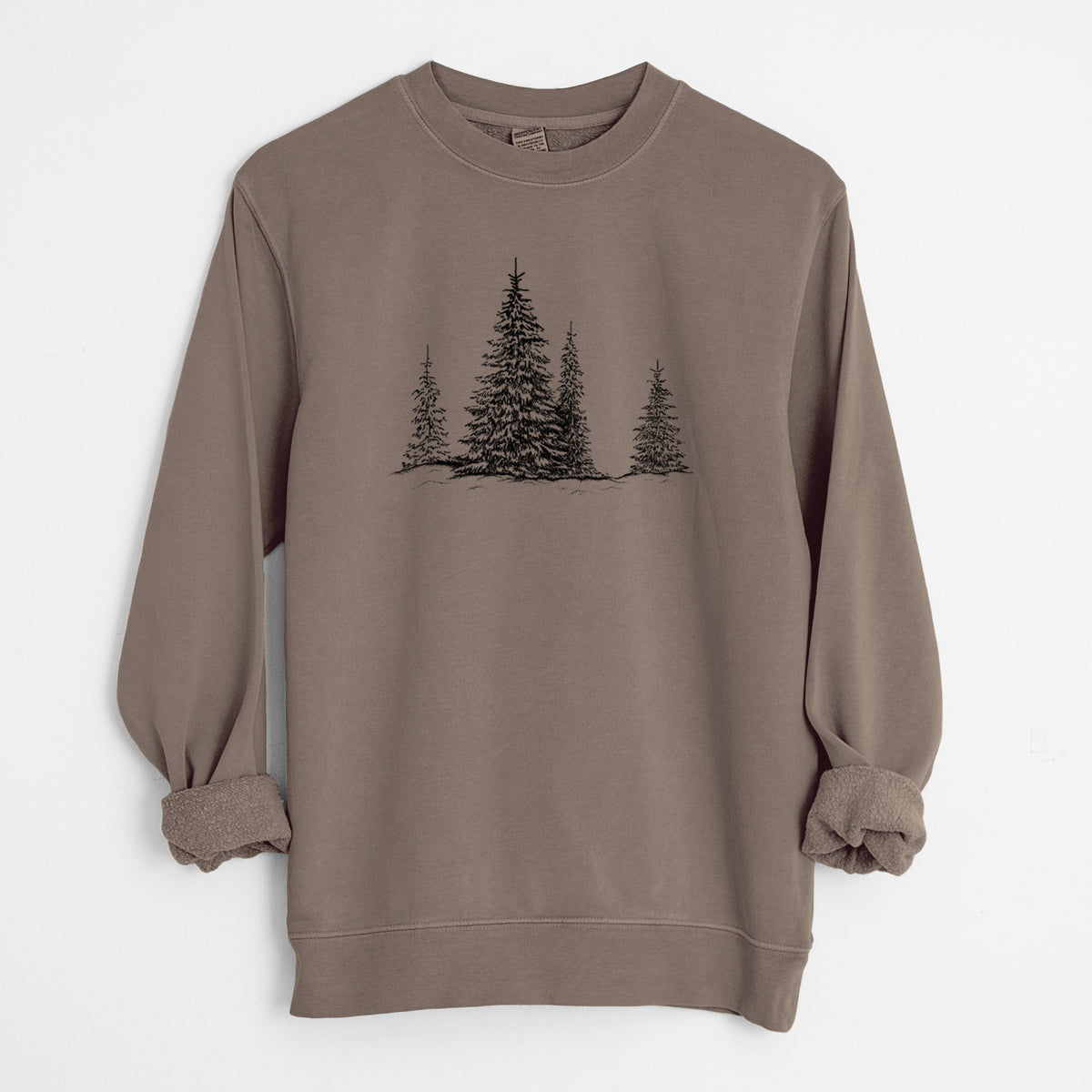 Frosted Evergreens - Unisex Pigment Dyed Crew Sweatshirt in Espresso Brown Color