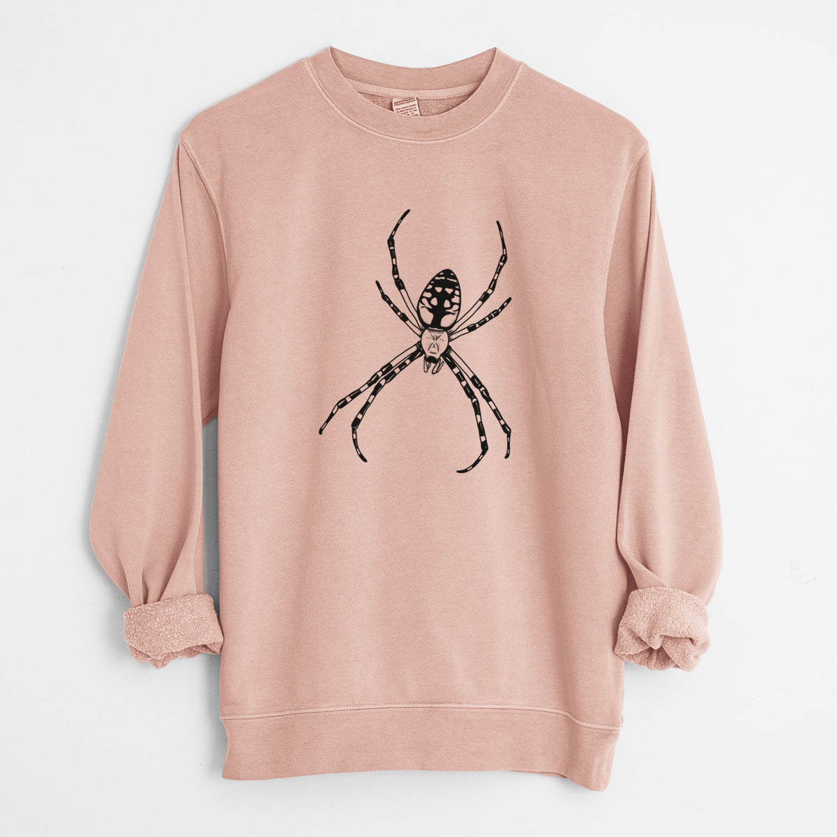 Argiope aurantia - Yellow Garden Spider - Unisex Pigment Dyed Crew Sweatshirt in Dusty Pink