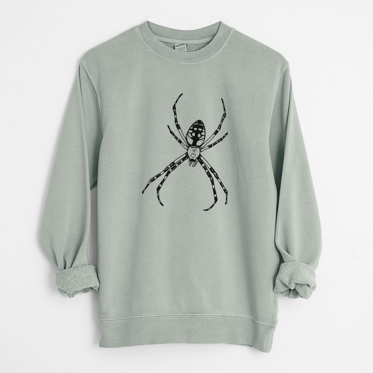 Argiope aurantia - Yellow Garden Spider - Unisex Pigment Dyed Crew Sweatshirt in Sage