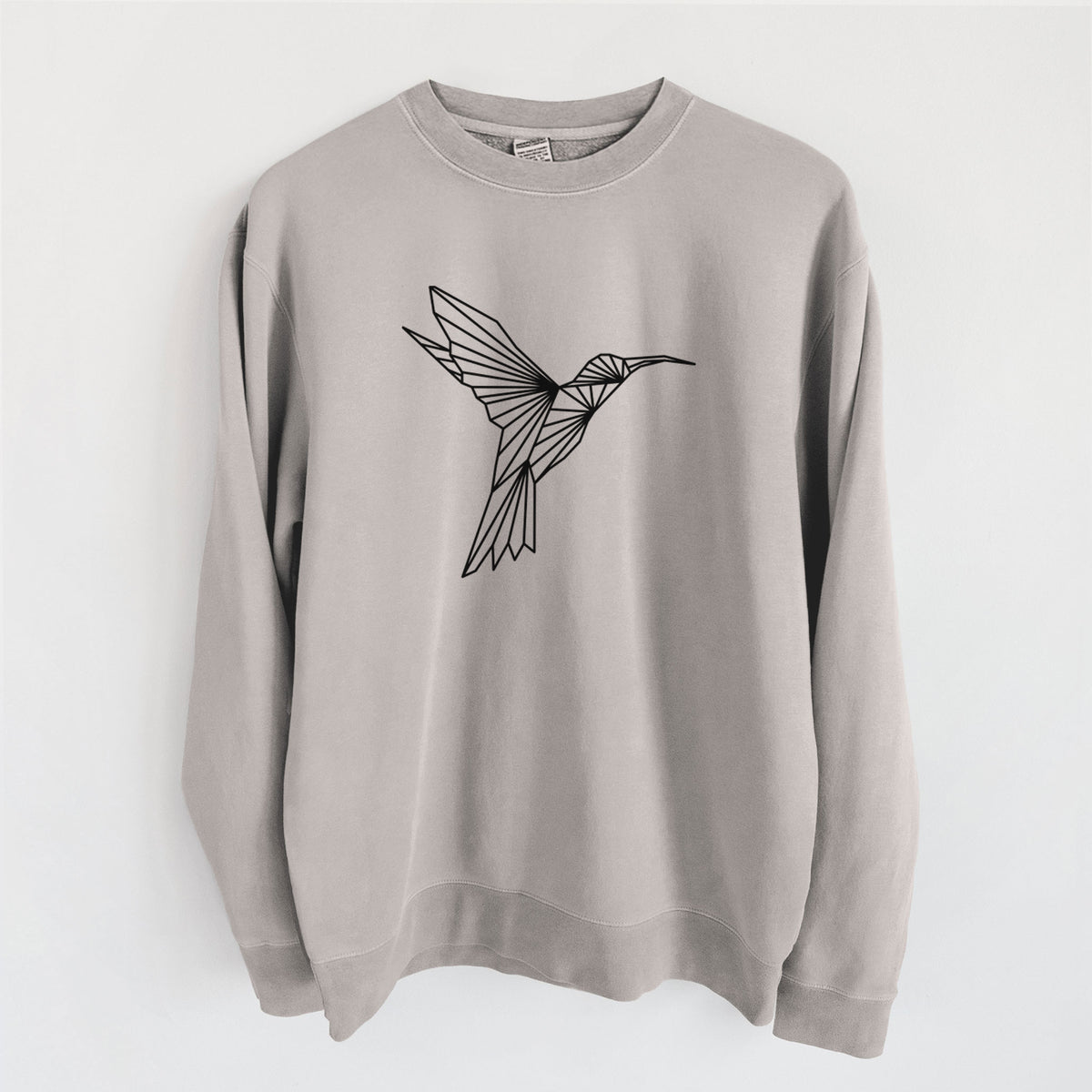 Geometric Hummingbird - Unisex Pigment Dyed Crew Sweatshirt in Cement