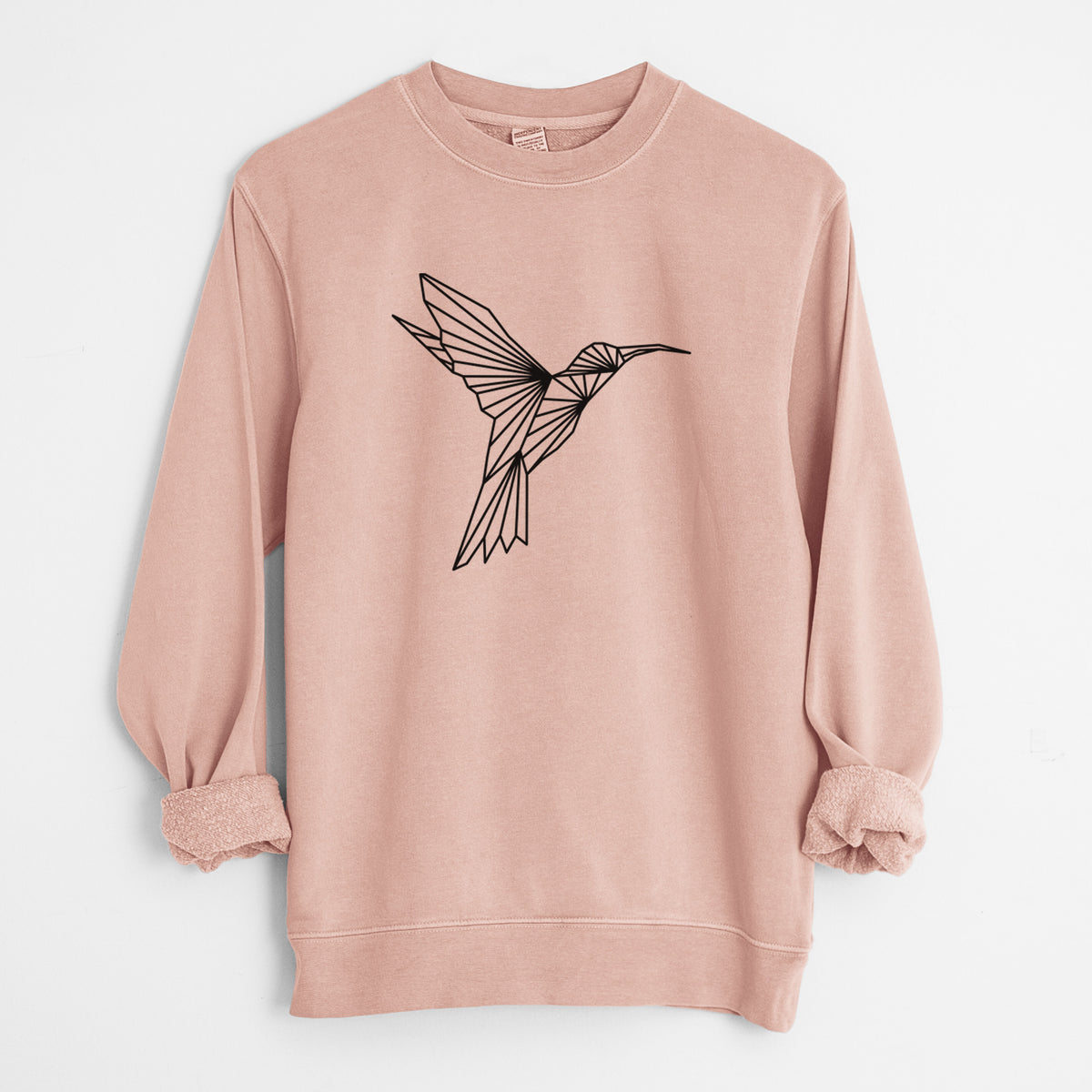 Geometric Hummingbird - Unisex Pigment Dyed Crew Sweatshirt in Dusty Pink