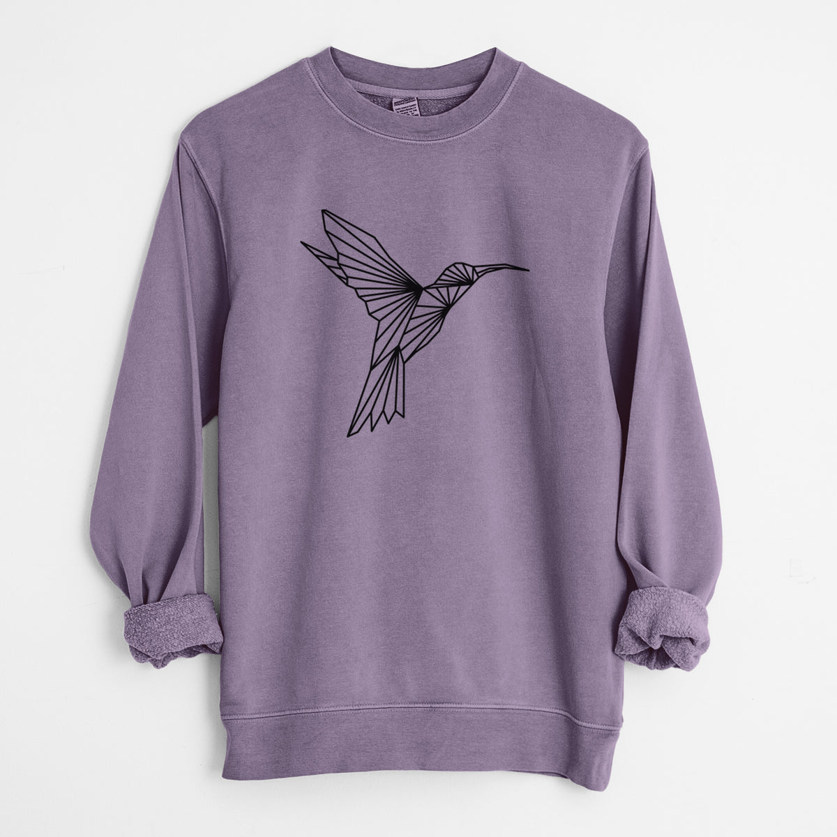 Geometric Hummingbird - Unisex Pigment Dyed Crew Sweatshirt in Plum