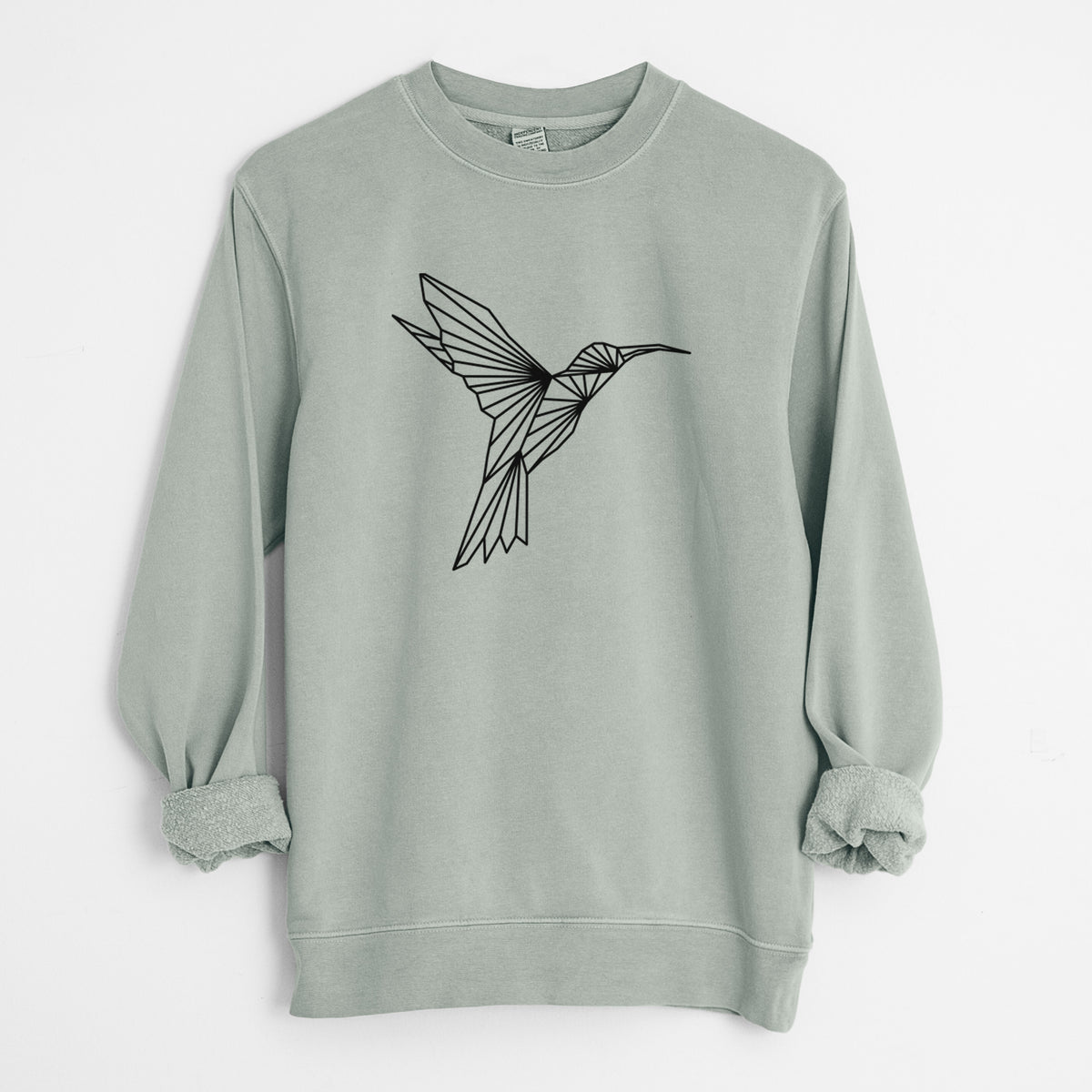 Geometric Hummingbird - Unisex Pigment Dyed Crew Sweatshirt in Sage