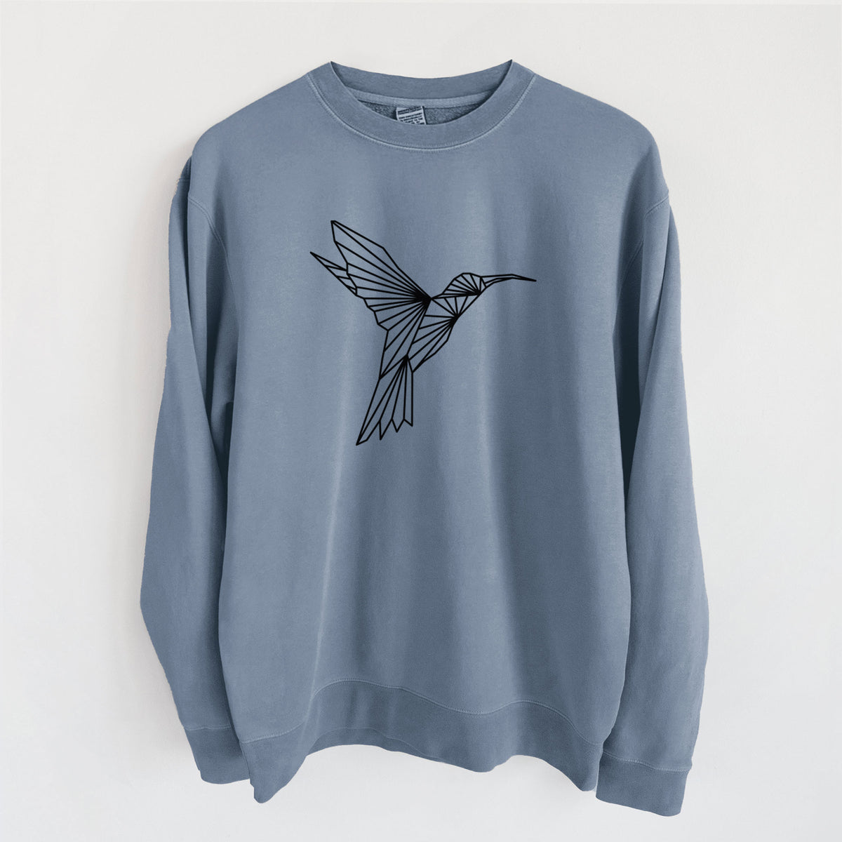 Geometric Hummingbird - Unisex Pigment Dyed Crew Sweatshirt in Slate Blue