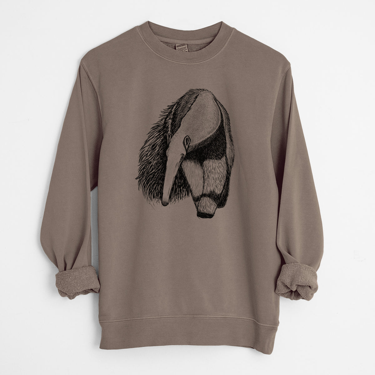 Giant Anteater - Myrmecophaga tridactyla - Unisex Pigment Dyed Crew Sweatshirt in Espresso Brown Color