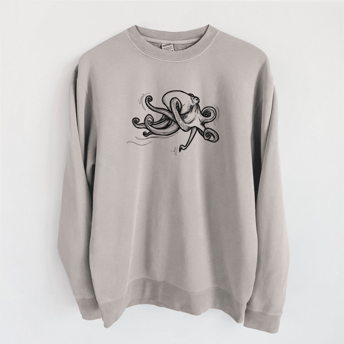 Giant Pacific Octopus - Unisex Pigment Dyed Crew Sweatshirt in Cement