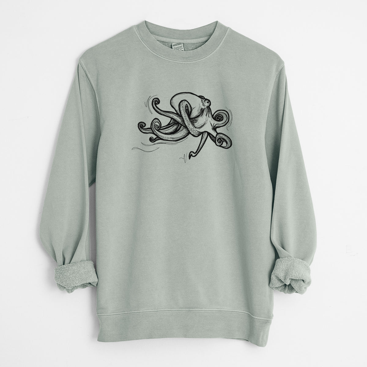 Giant Pacific Octopus - Unisex Pigment Dyed Crew Sweatshirt in Sage