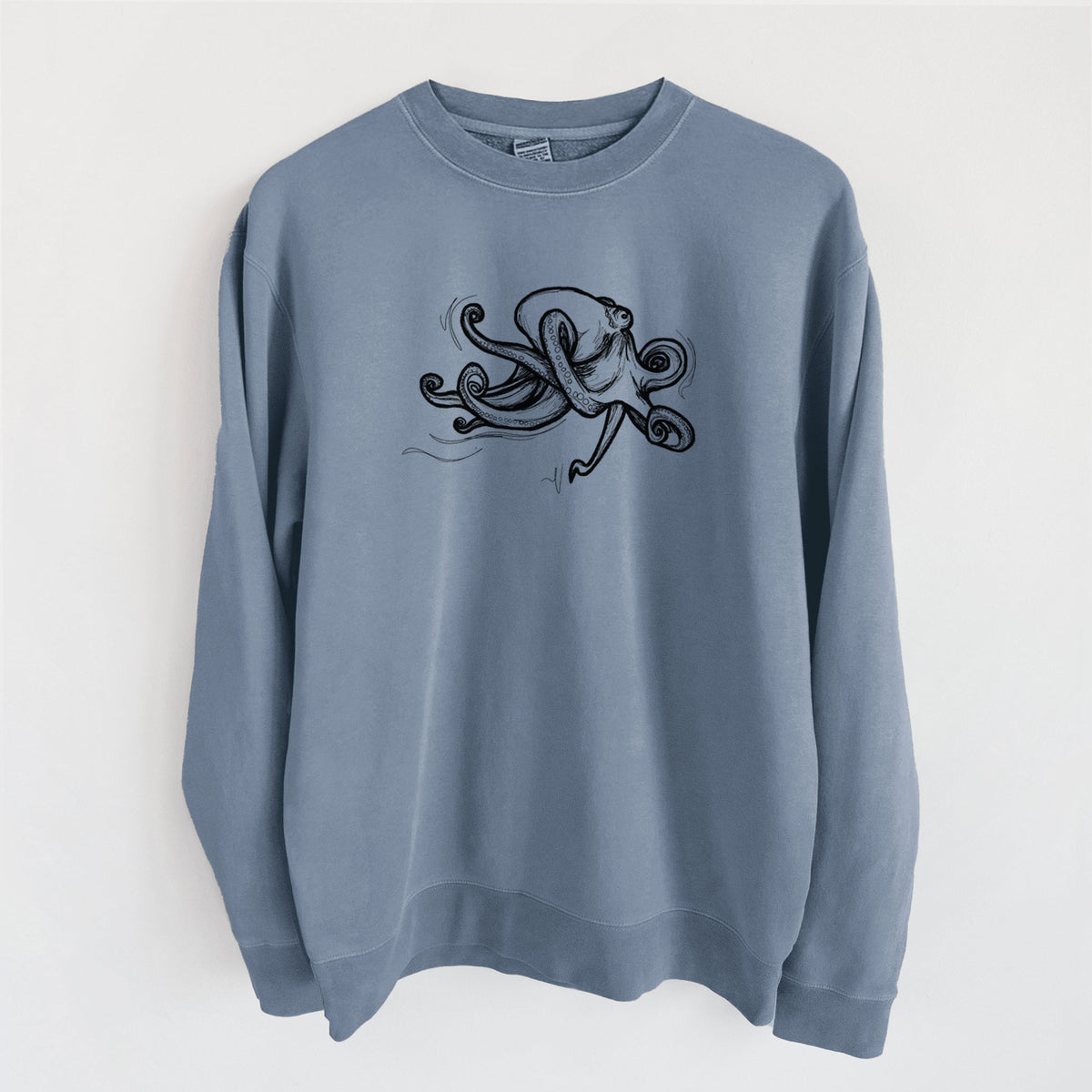 Giant Pacific Octopus - Unisex Pigment Dyed Crew Sweatshirt in Slate Blue