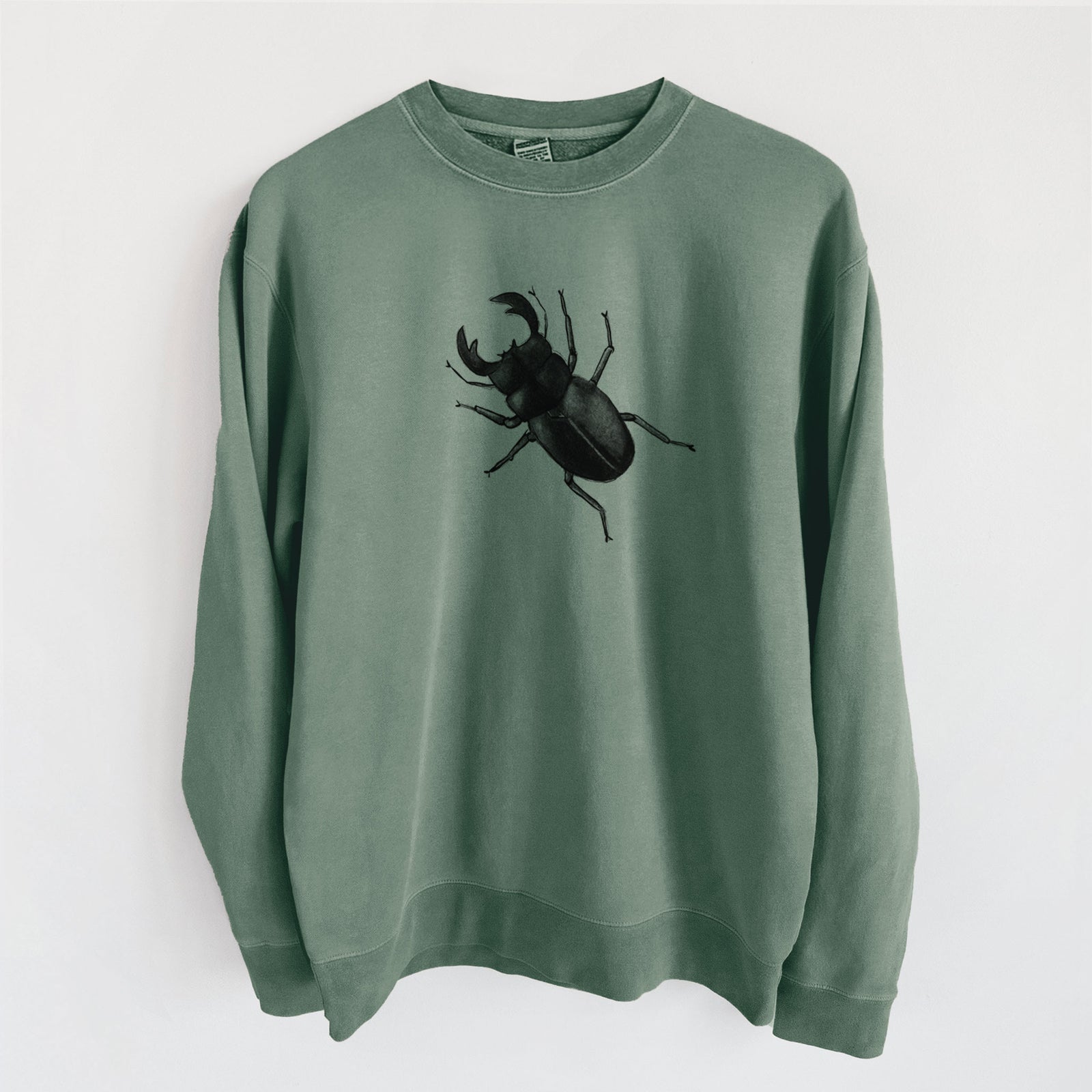 Dorcus titanus - Giant Stag Beetle - Unisex Pigment Dyed Crew Sweatshirt in Alpine Green