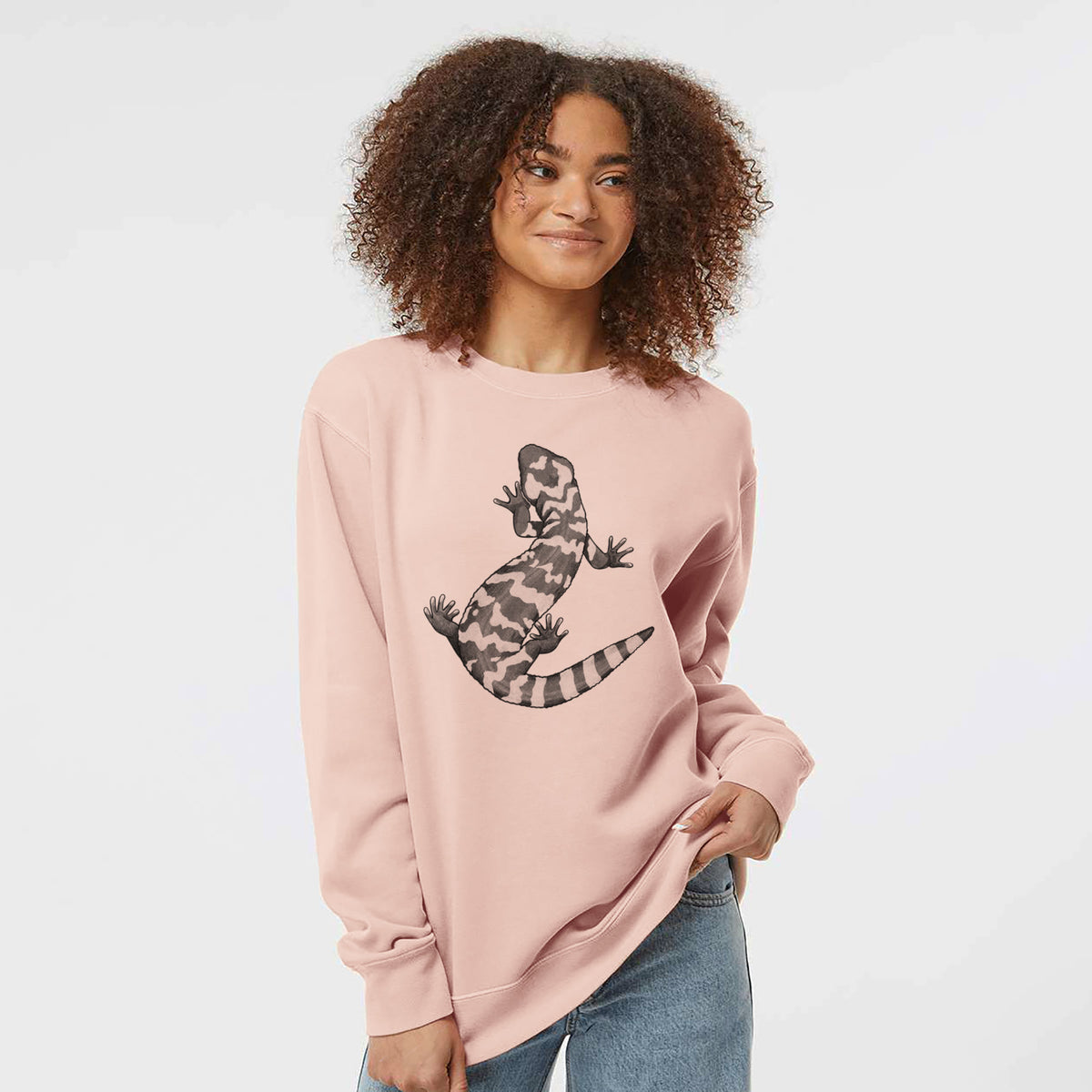 Gila Monster - Heloderma suspectum - Unisex Pigment Dyed Crew Sweatshirt in Dusty Pink