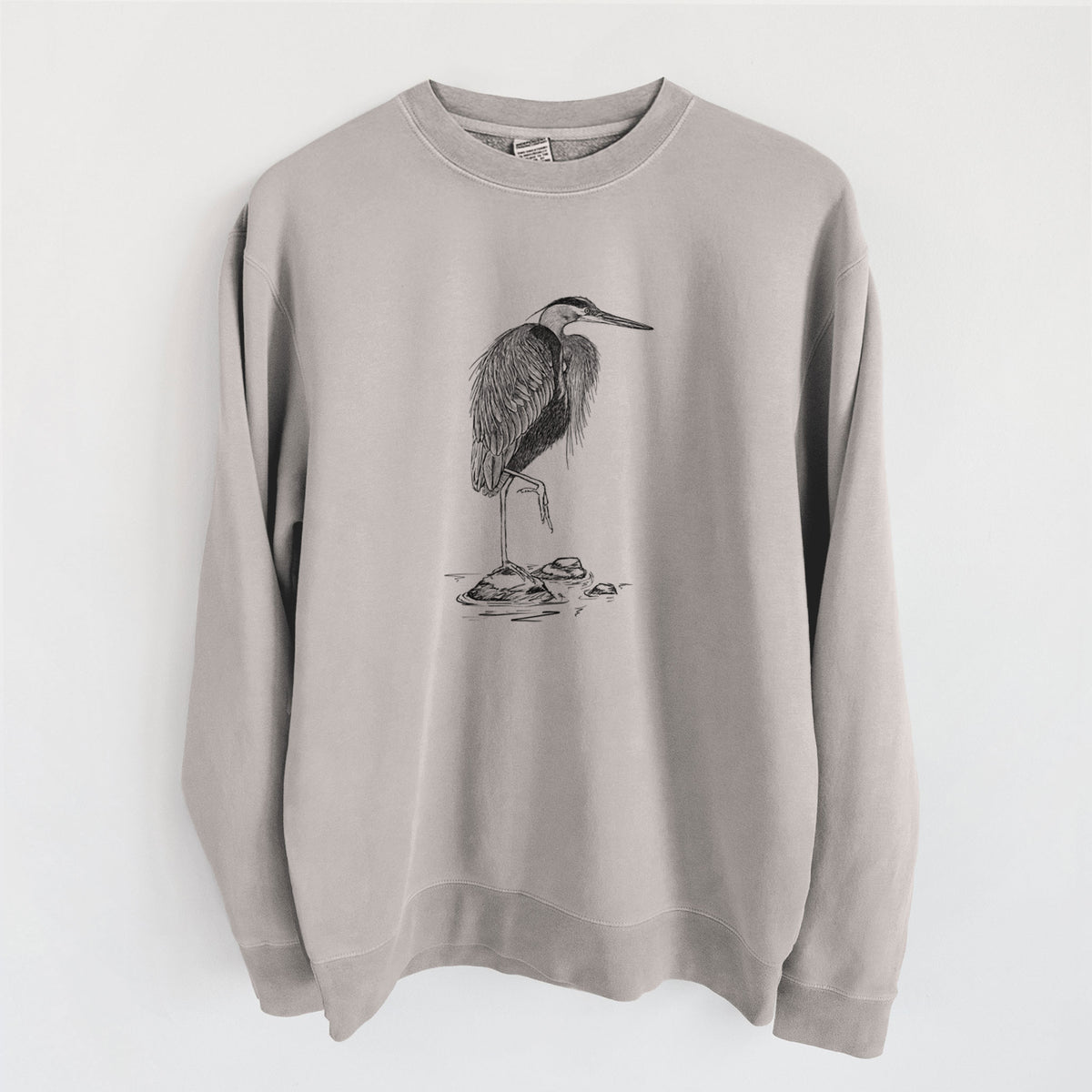 Ardea herodias - Great Blue Heron - Unisex Pigment Dyed Crew Sweatshirt in Cement