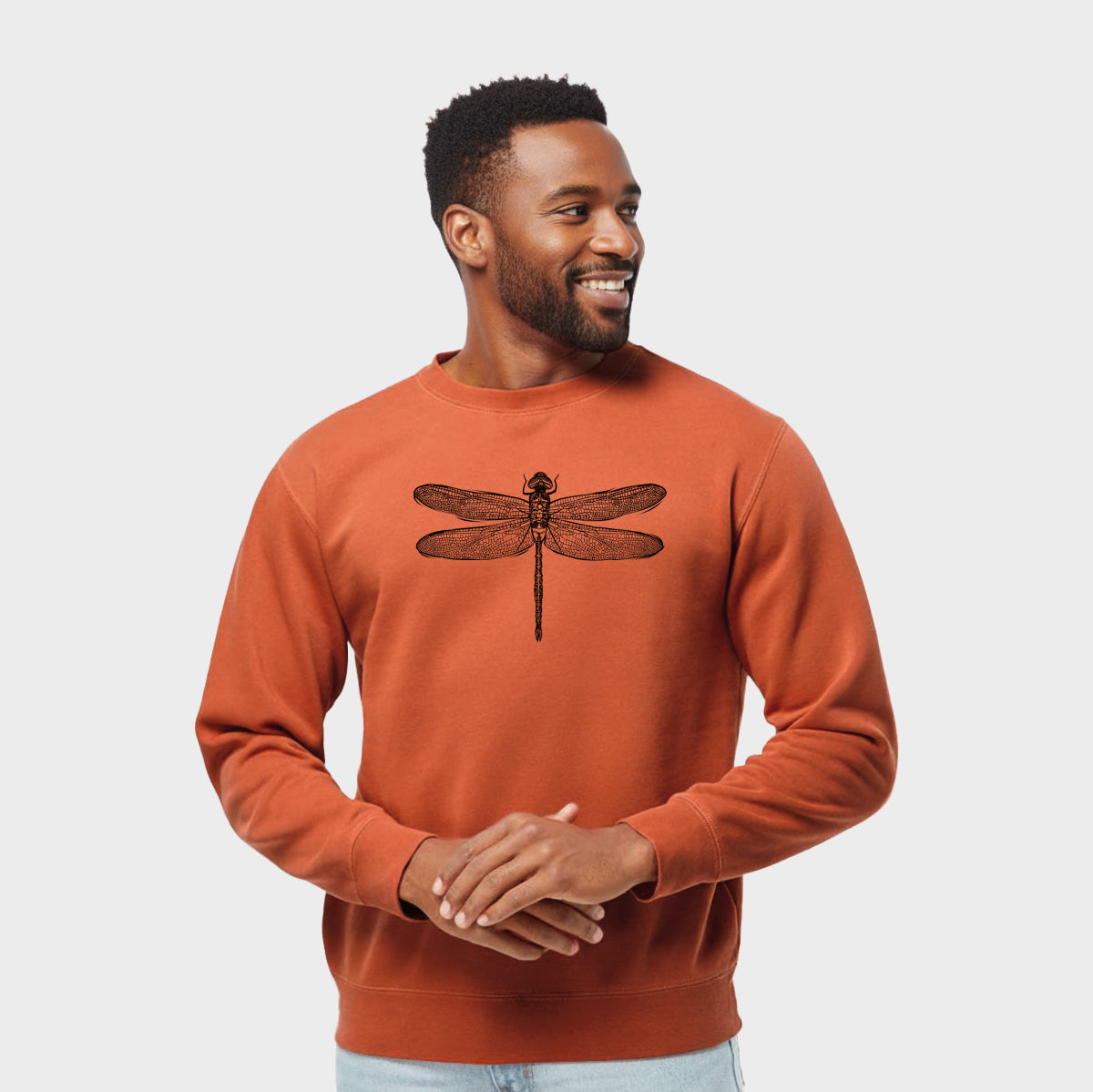 Anax Junius - Green Darner Dragonfly - Unisex Pigment Dyed Crew Sweatshirt in Amber