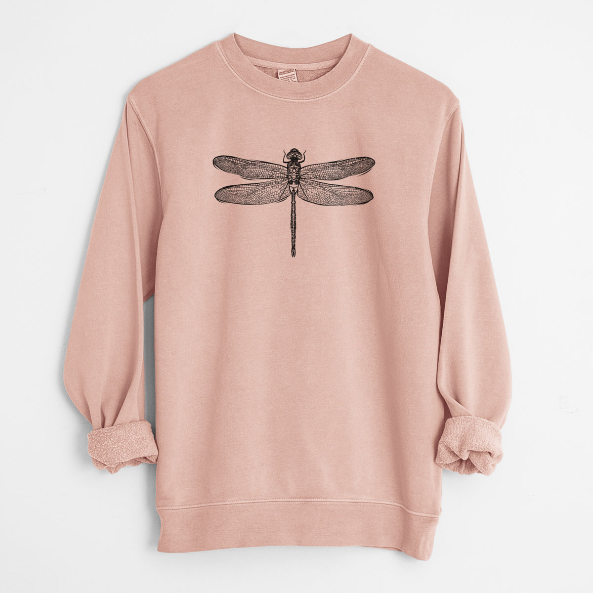 Anax Junius - Green Darner Dragonfly - Unisex Pigment Dyed Crew Sweatshirt in Dusty Pink