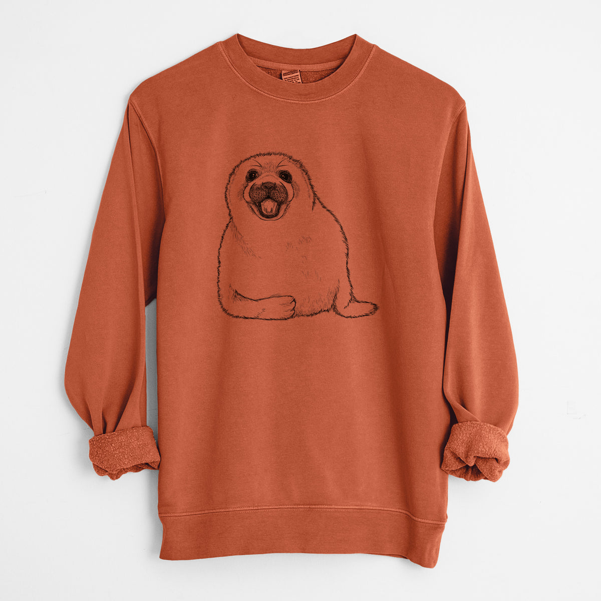 Harp Seal Pup - Pagophilus groenlandicus - Unisex Pigment Dyed Crew Sweatshirt in Amber