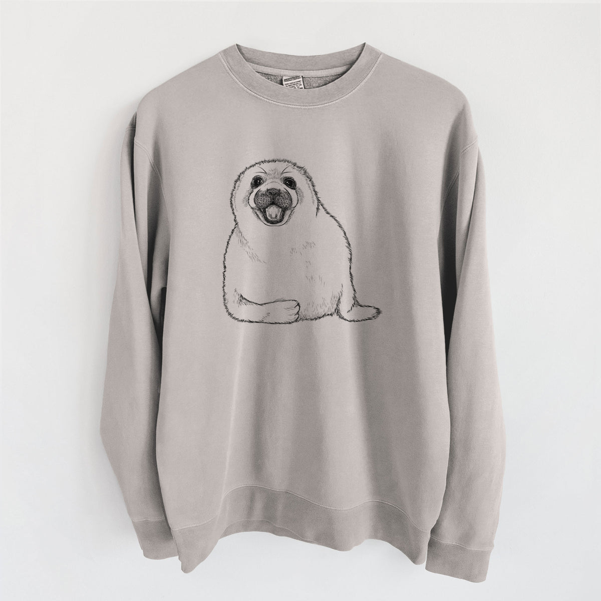 Harp Seal Pup - Pagophilus groenlandicus - Unisex Pigment Dyed Crew Sweatshirt in Cement