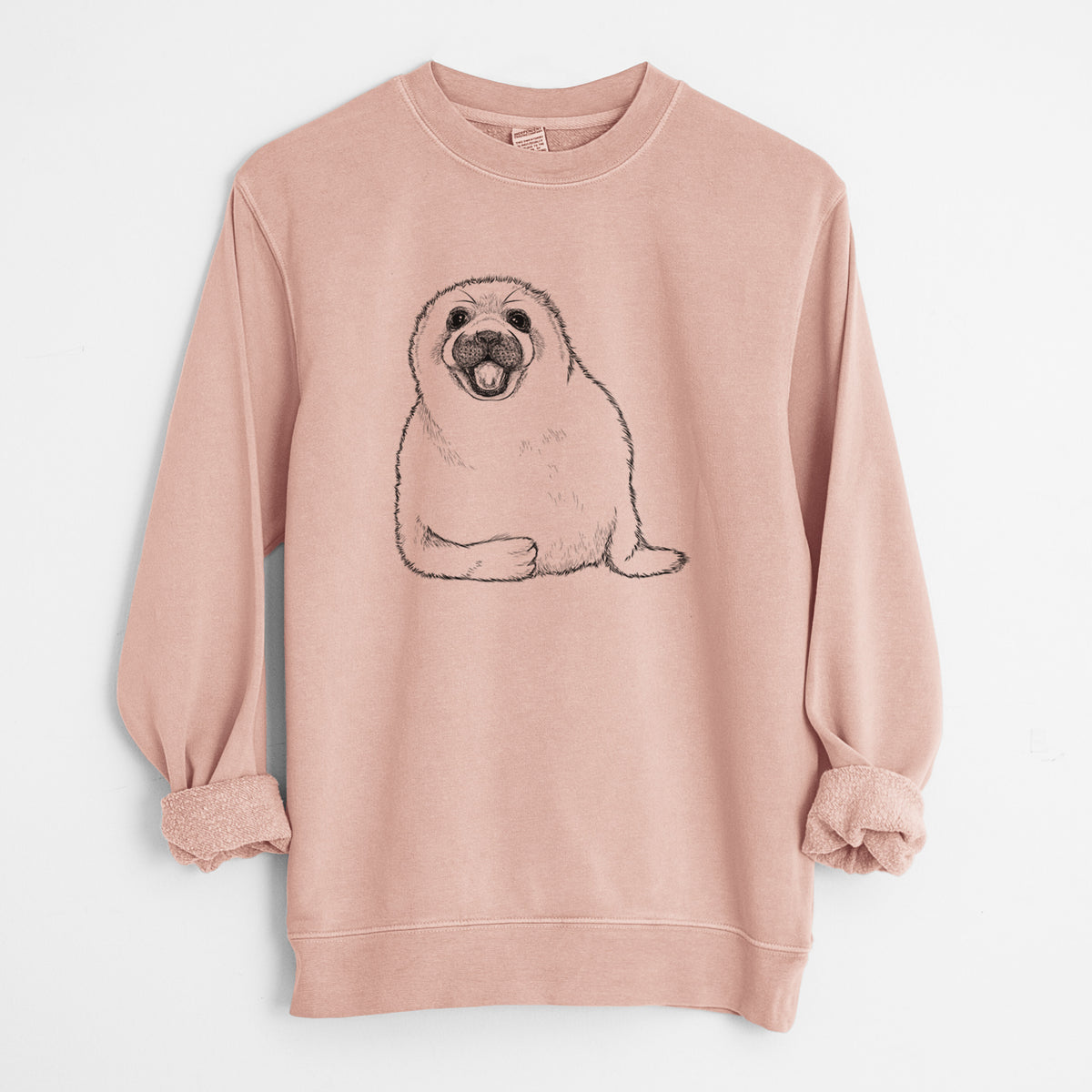 Harp Seal Pup - Pagophilus groenlandicus - Unisex Pigment Dyed Crew Sweatshirt in Dusty Pink