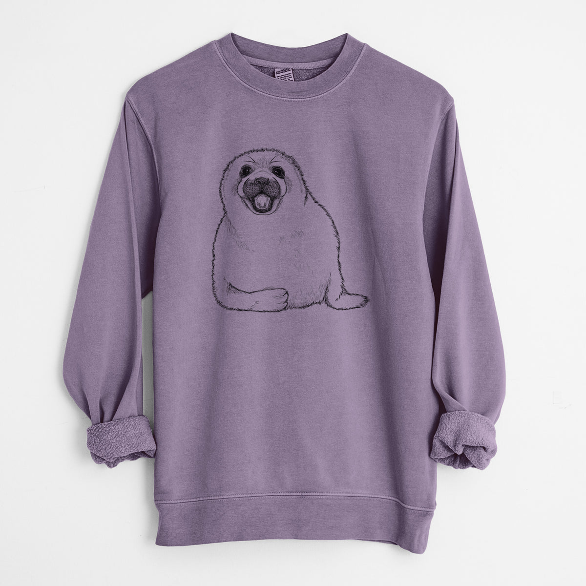 Harp Seal Pup - Pagophilus groenlandicus - Unisex Pigment Dyed Crew Sweatshirt in Plum