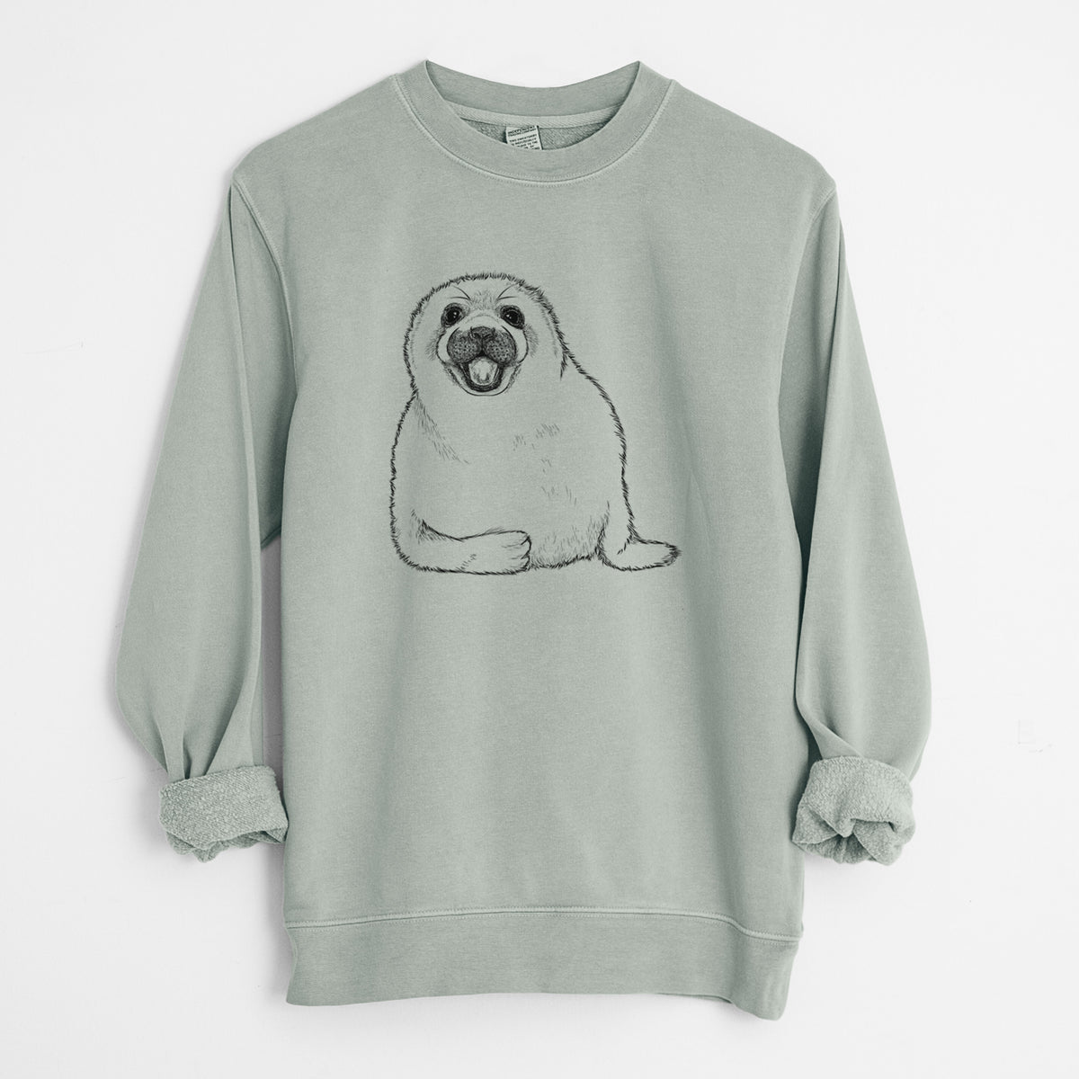 Harp Seal Pup - Pagophilus groenlandicus - Unisex Pigment Dyed Crew Sweatshirt in Sage