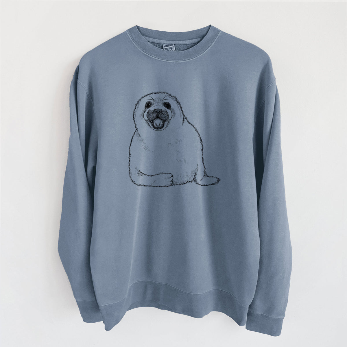 Harp Seal Pup - Pagophilus groenlandicus - Unisex Pigment Dyed Crew Sweatshirt in Slate Blue
