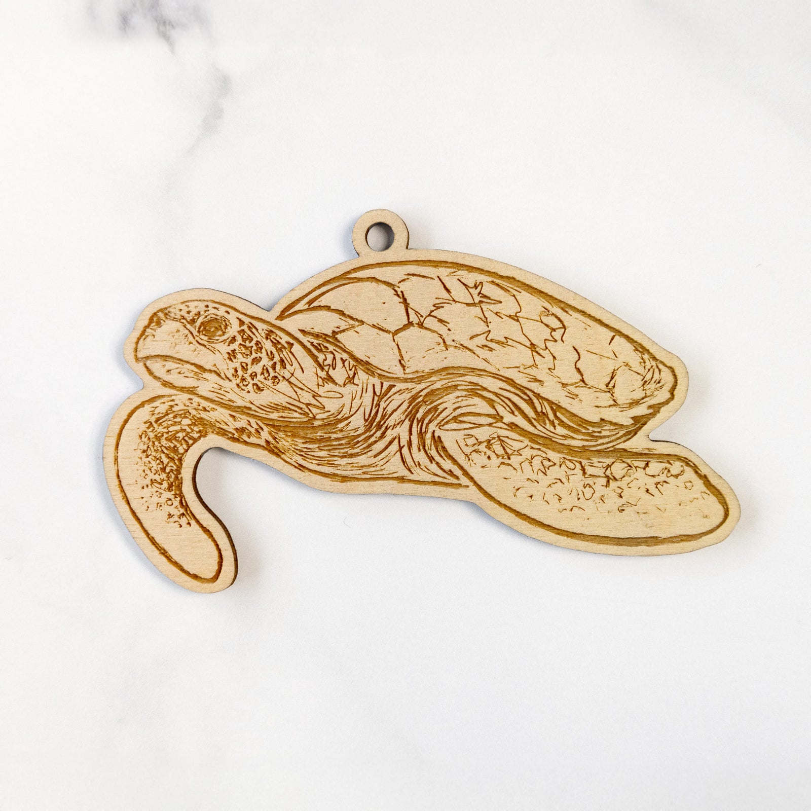 Product photo of the BeCause Tees Hawksbill Turtle Wooden Ornament.