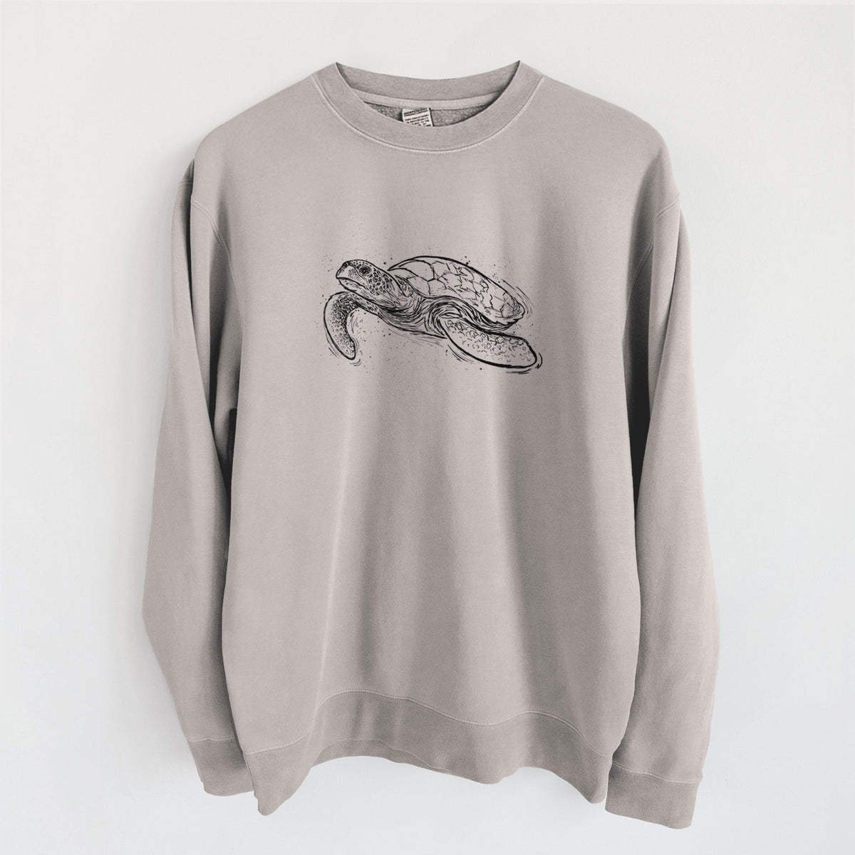 Hawksbill Sea Turtle - Eretmochelys imbricata - Unisex Pigment Dyed Crew Sweatshirt in Cement