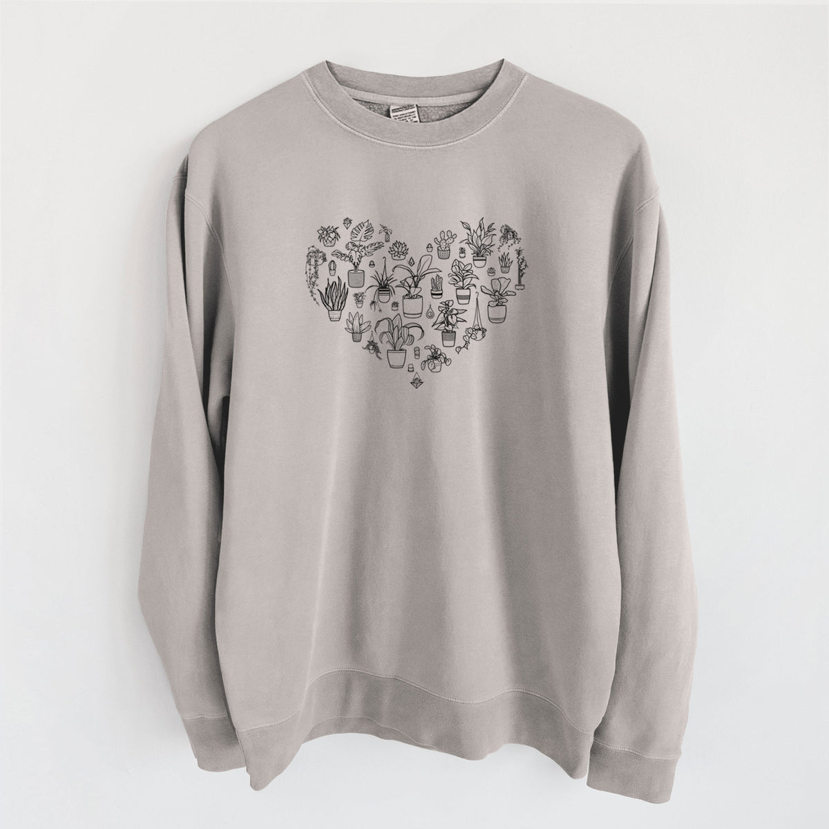 Heart Full of House Plants - Unisex Pigment Dyed Crew Sweatshirt in Cement