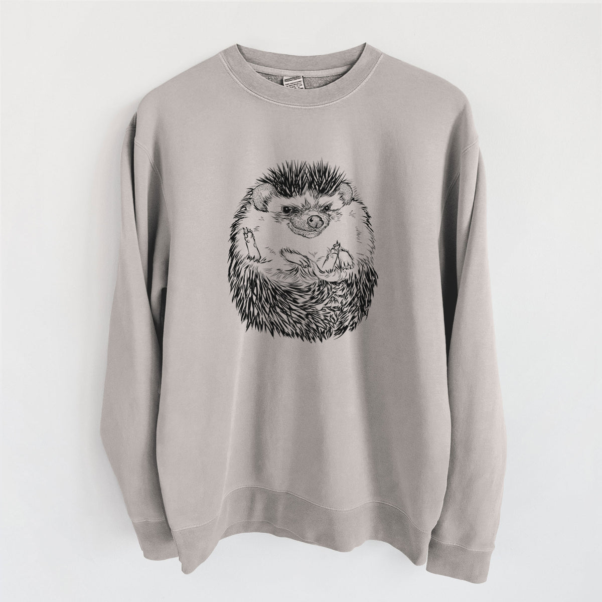 African Pygmy Hedgehog - Atelerix albiventris - Unisex Pigment Dyed Crew Sweatshirt in Cement