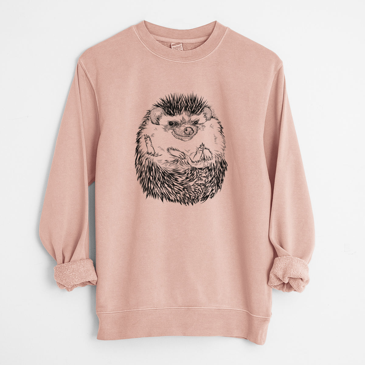 African Pygmy Hedgehog - Atelerix albiventris - Unisex Pigment Dyed Crew Sweatshirt in Dusty Pink