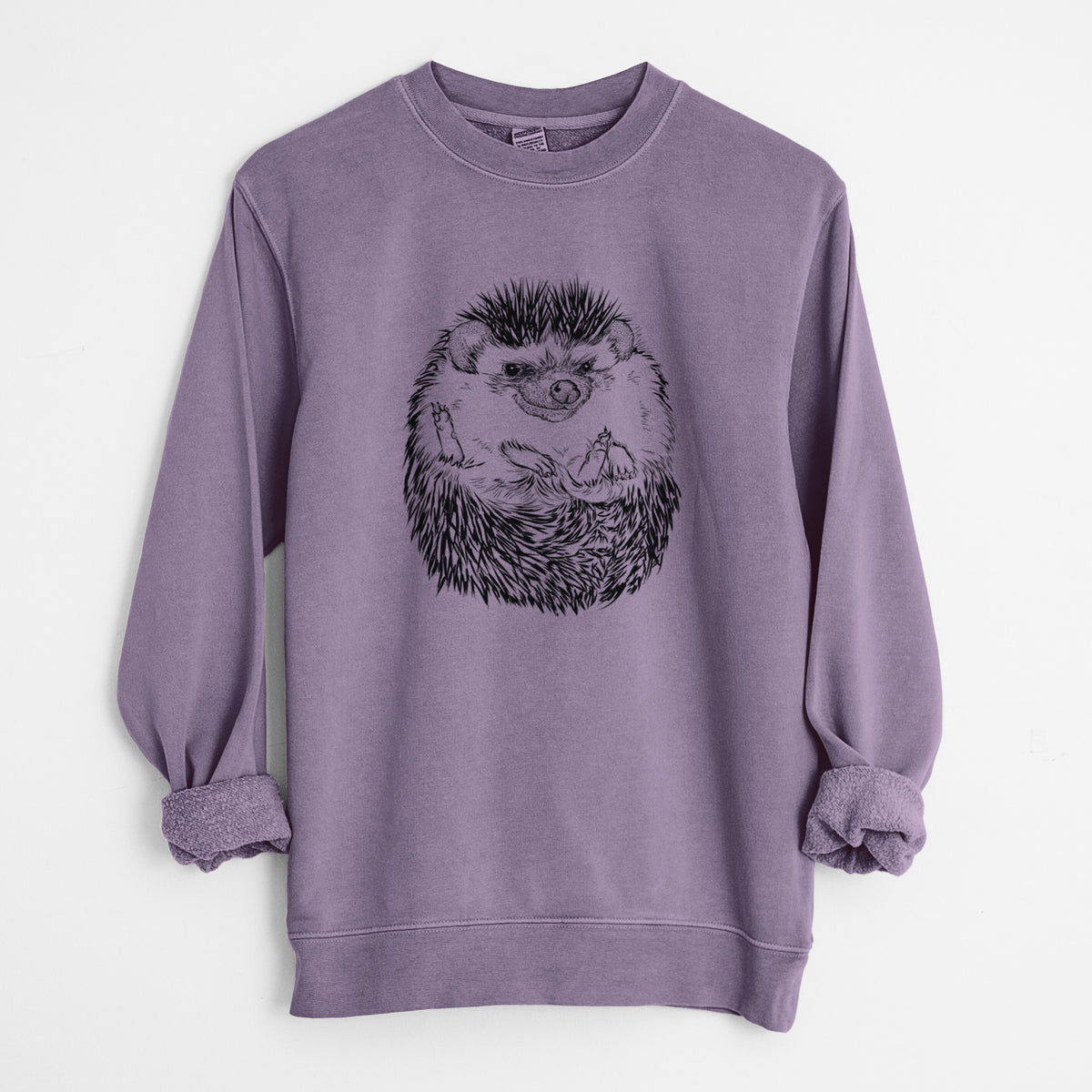 African Pygmy Hedgehog - Atelerix albiventris - Unisex Pigment Dyed Crew Sweatshirt in Plum