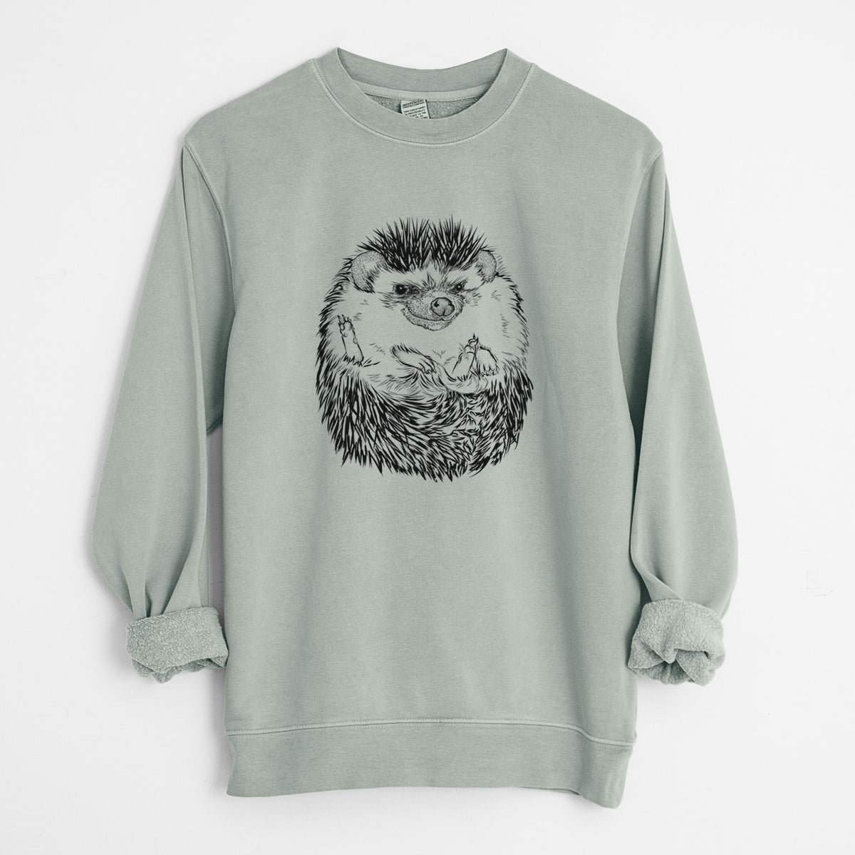 African Pygmy Hedgehog - Atelerix albiventris - Unisex Pigment Dyed Crew Sweatshirt in Sage