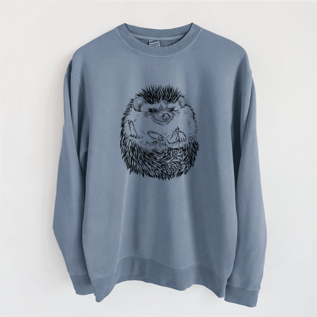 African Pygmy Hedgehog - Atelerix albiventris - Unisex Pigment Dyed Crew Sweatshirt in Slate Blue