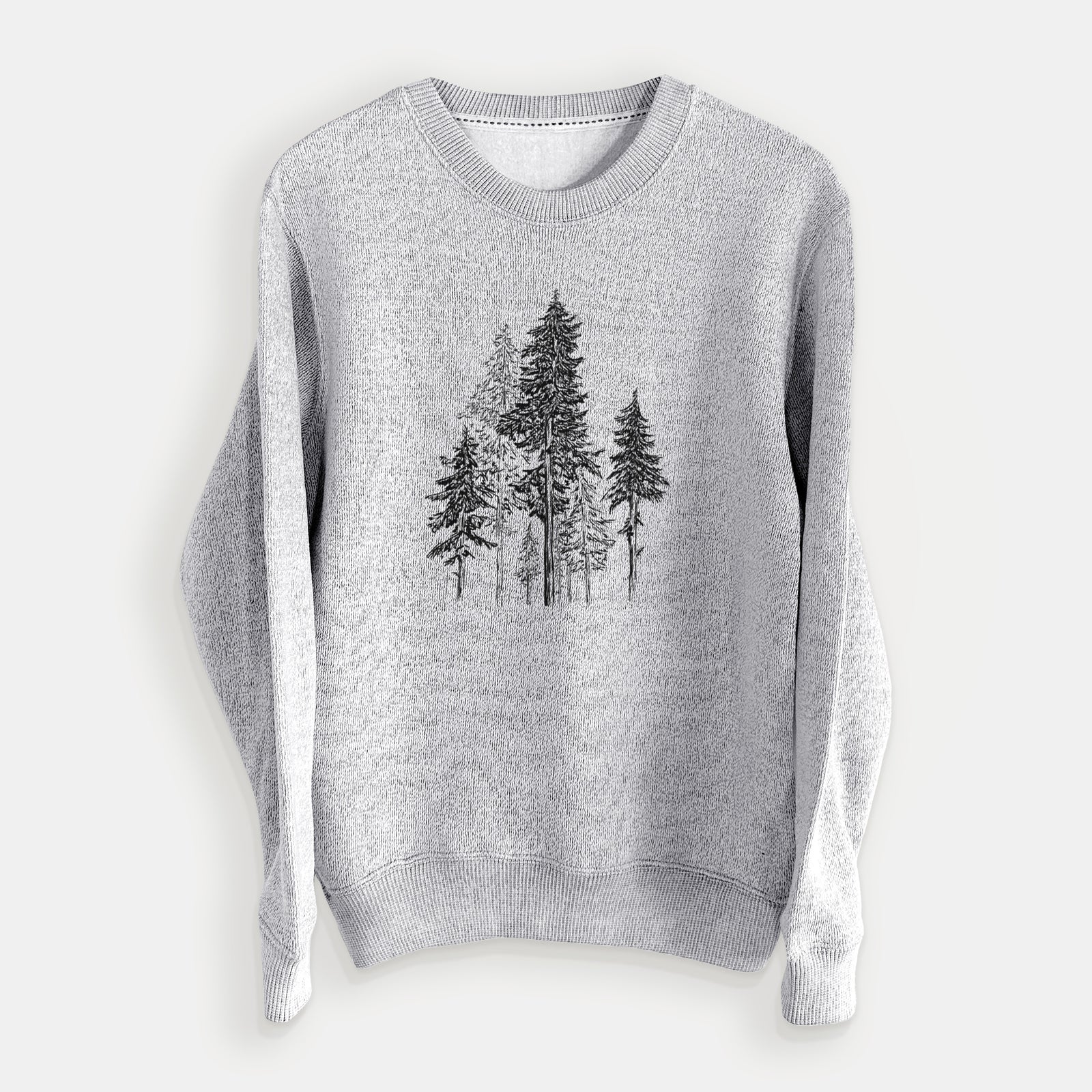 Gray sweatshirt with tree design on a white background