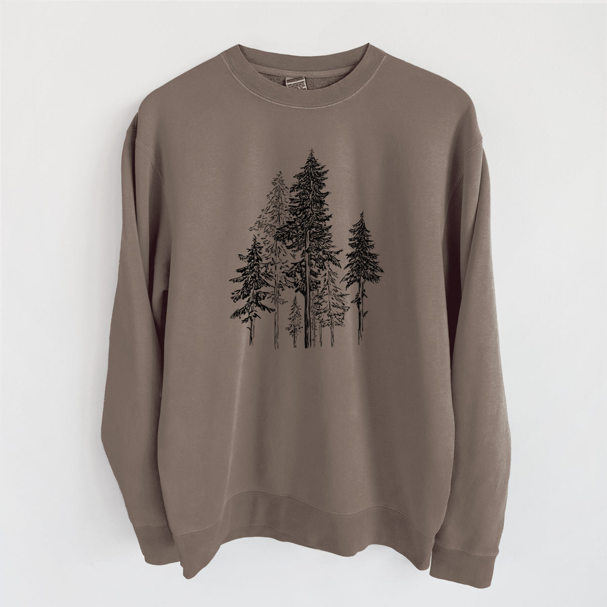 Hemlock Forest - Unisex Pigment Dyed Crew Sweatshirt in Espresso Brown Color