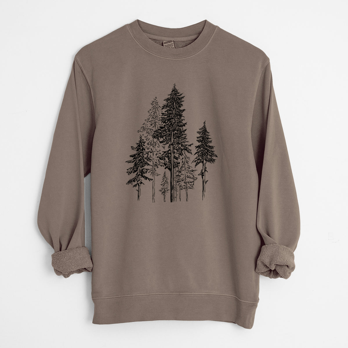 Hemlock Forest - Unisex Pigment Dyed Crew Sweatshirt in Espresso Brown Color