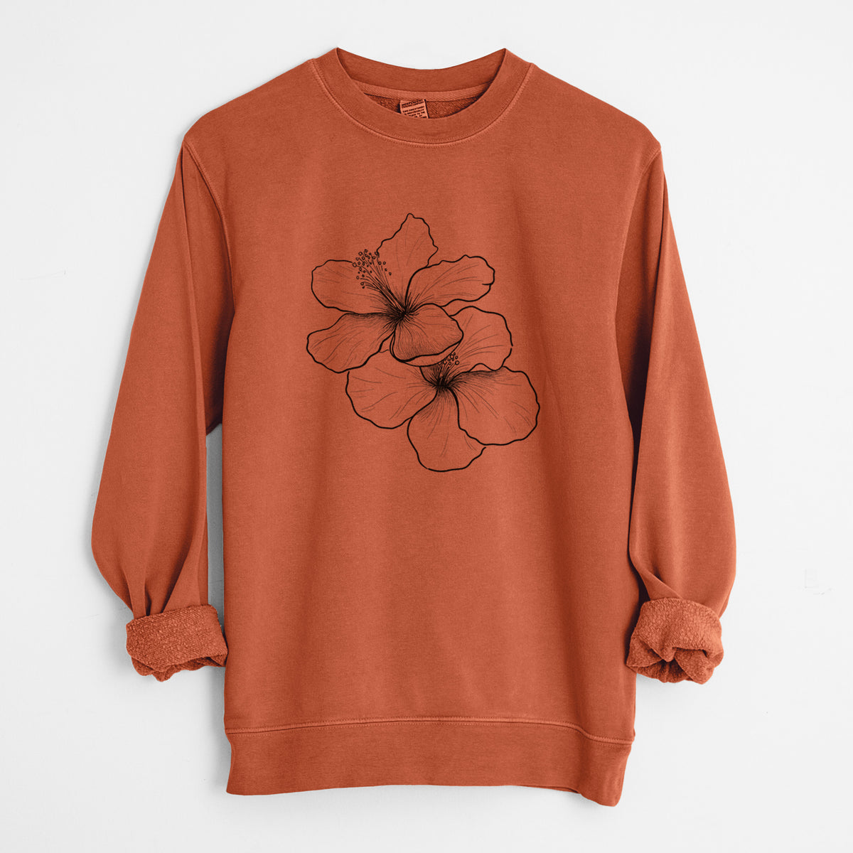 Hibiscus Flowers - Unisex Pigment Dyed Crew Sweatshirt in Amber