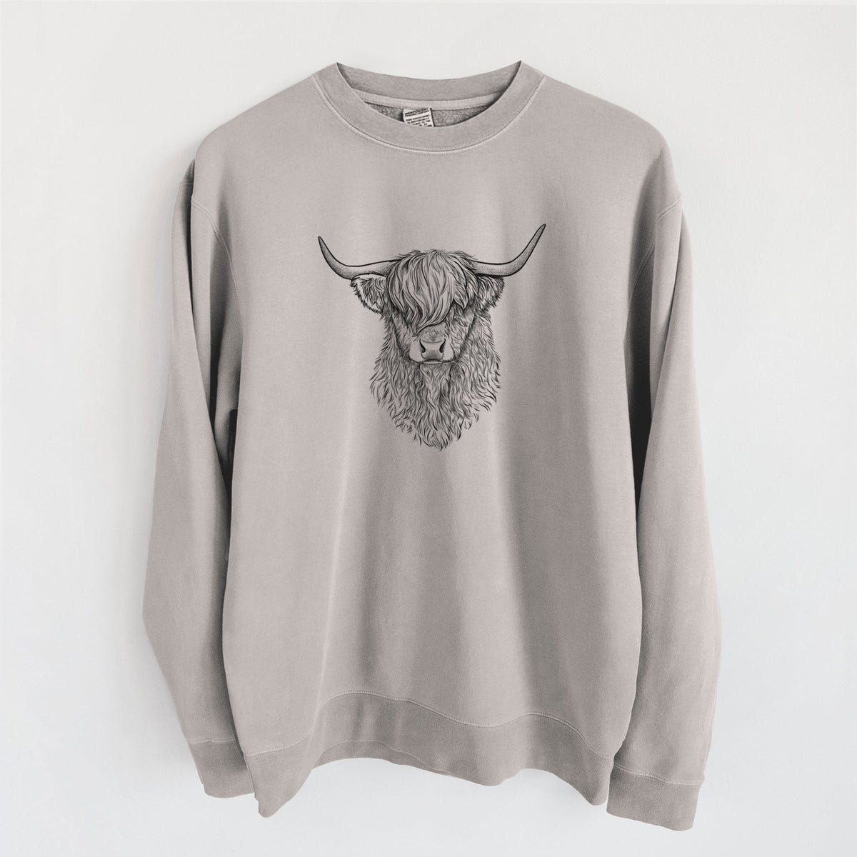 Scottish Highland Cow - Bos taurus taurus - Unisex Pigment Dyed Crew Sweatshirt in Cement