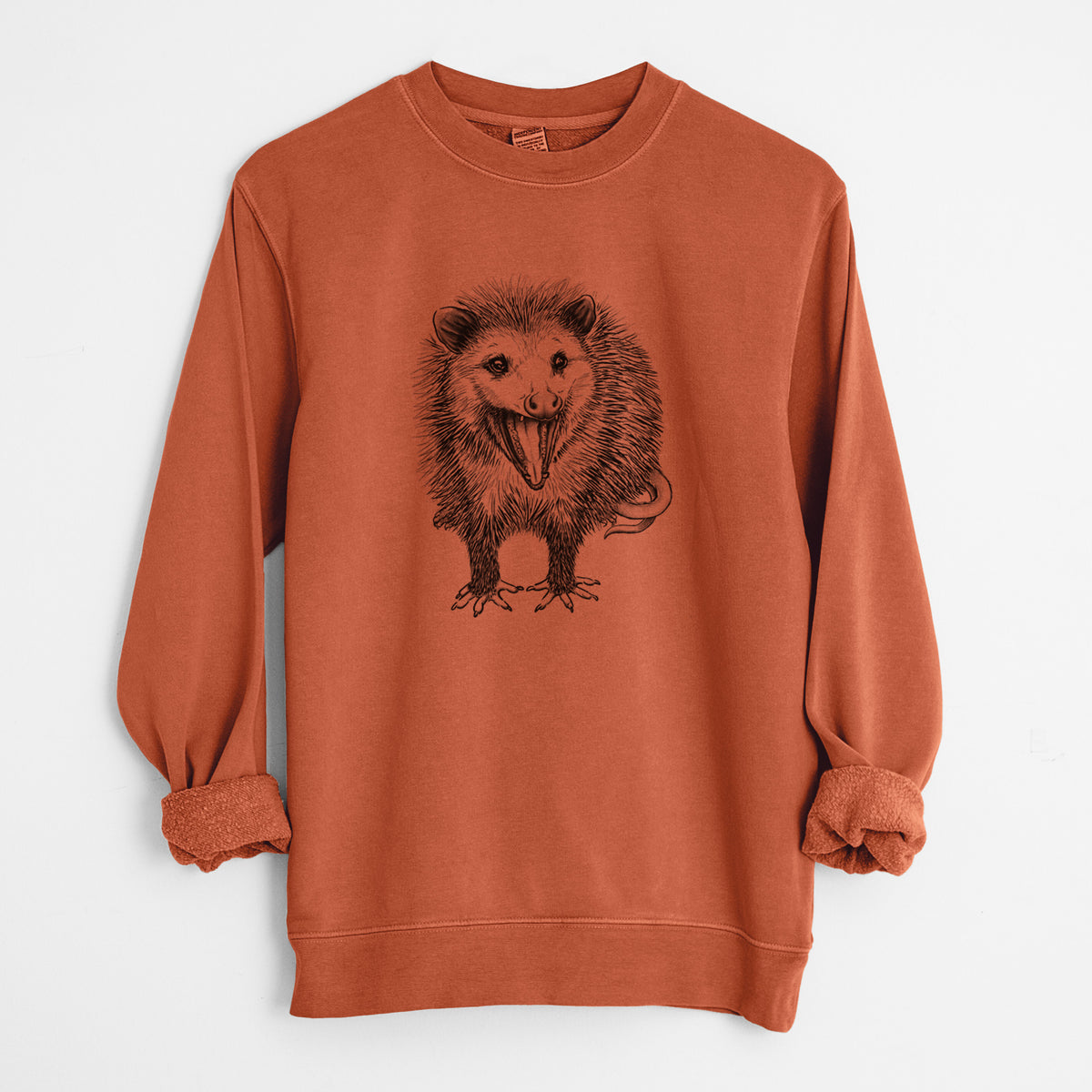 Hissing Opossum - Didelphidae - Unisex Pigment Dyed Crew Sweatshirt in Amber