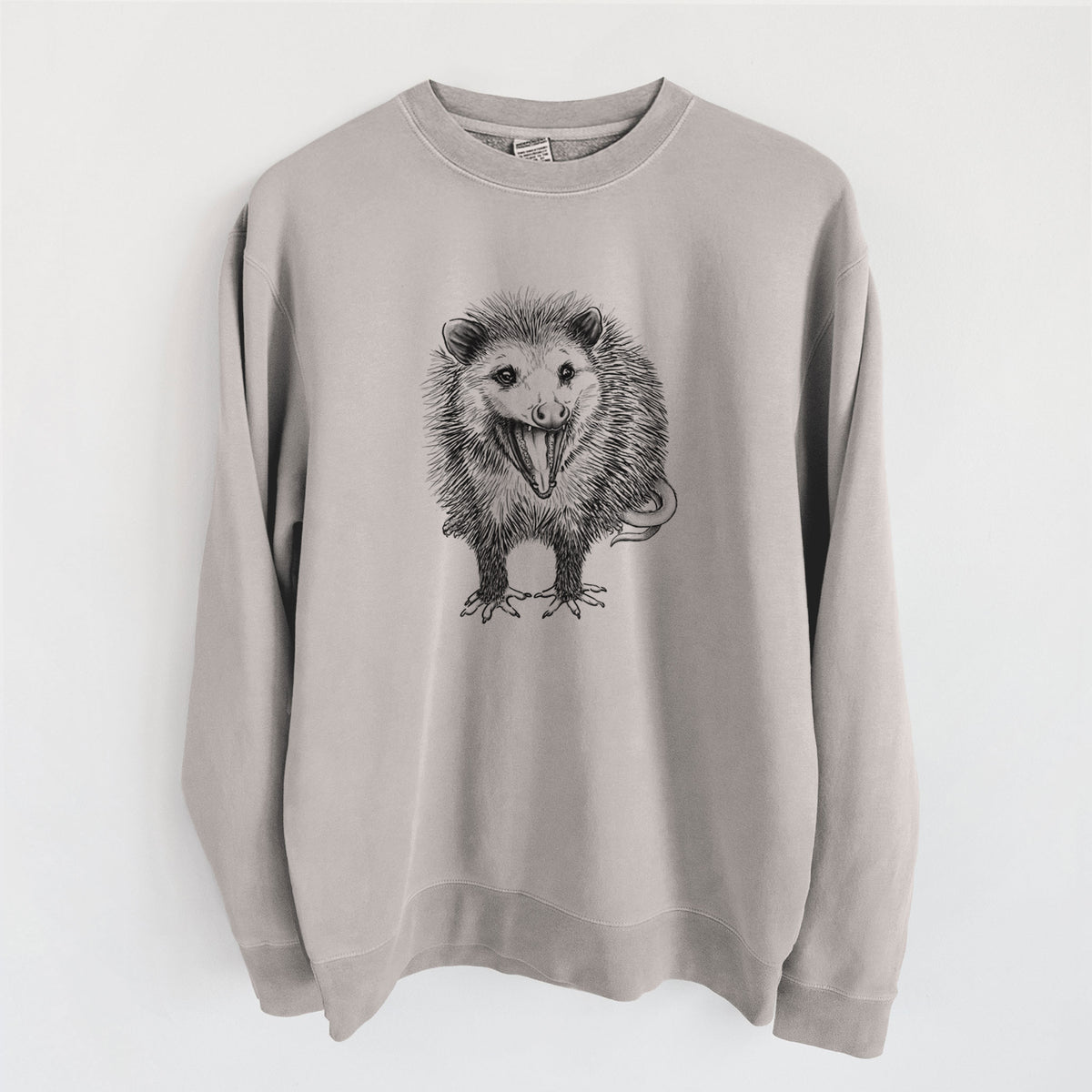 Hissing Opossum - Didelphidae - Unisex Pigment Dyed Crew Sweatshirt in Cement