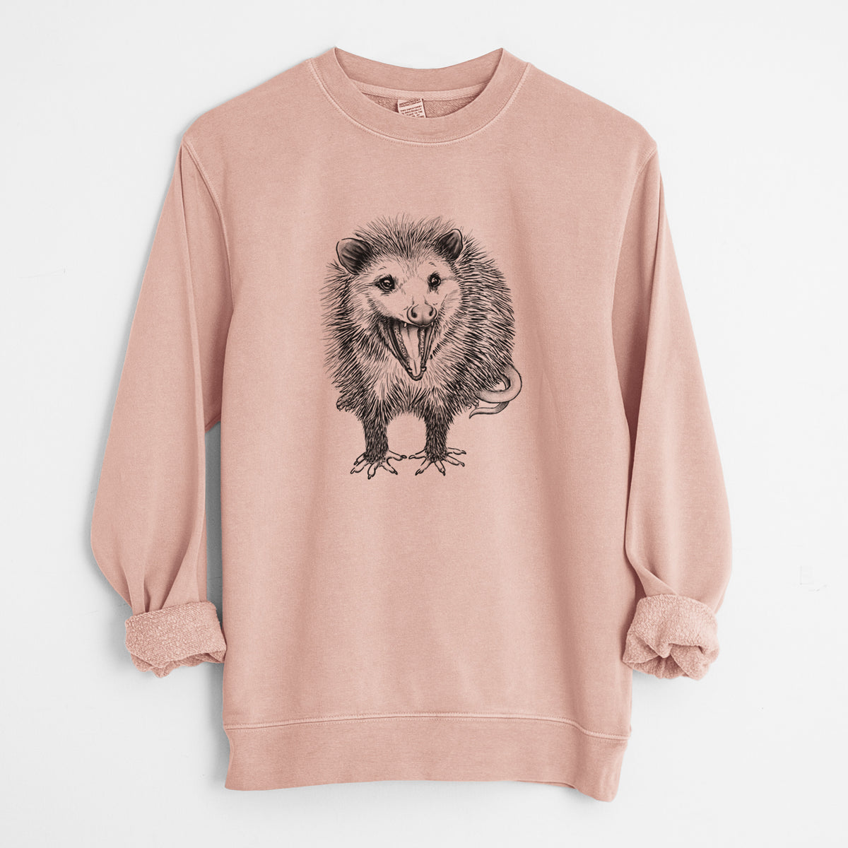 Hissing Opossum - Didelphidae - Unisex Pigment Dyed Crew Sweatshirt in Dusty Pink
