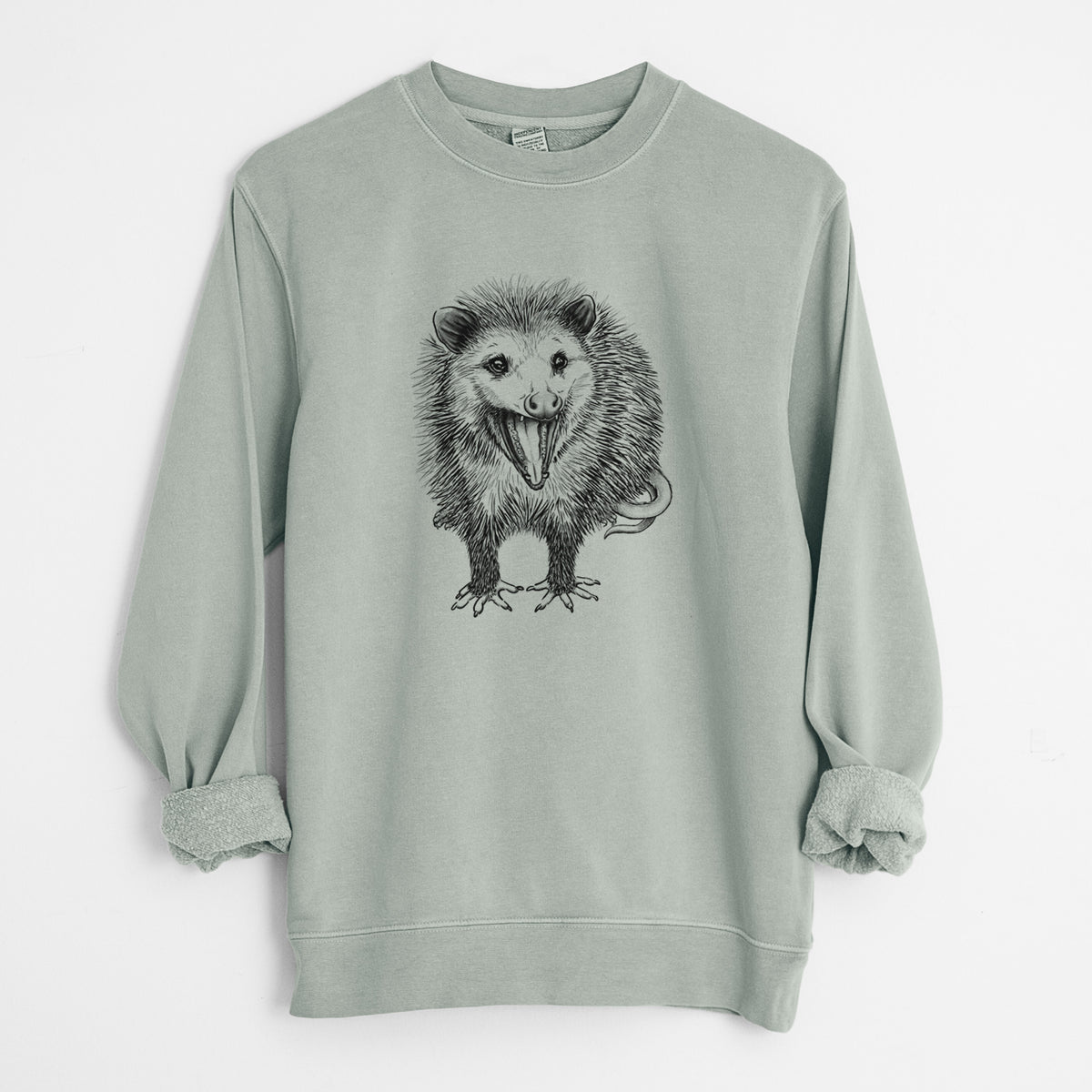 Hissing Opossum - Didelphidae - Unisex Pigment Dyed Crew Sweatshirt in Sage